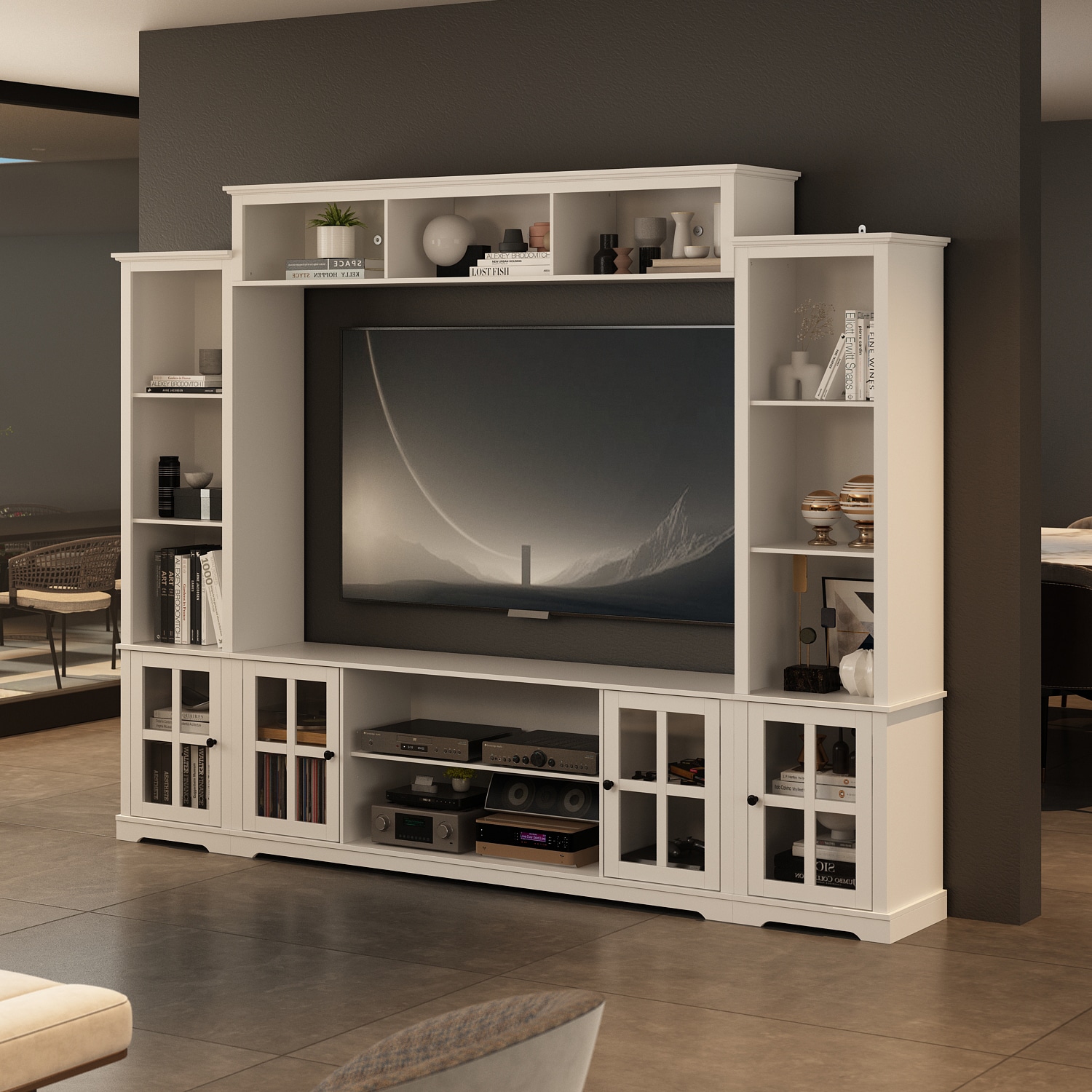 FUFU&GAGA Modern/Contemporary White Tv Cabinet (Accommodates TVs