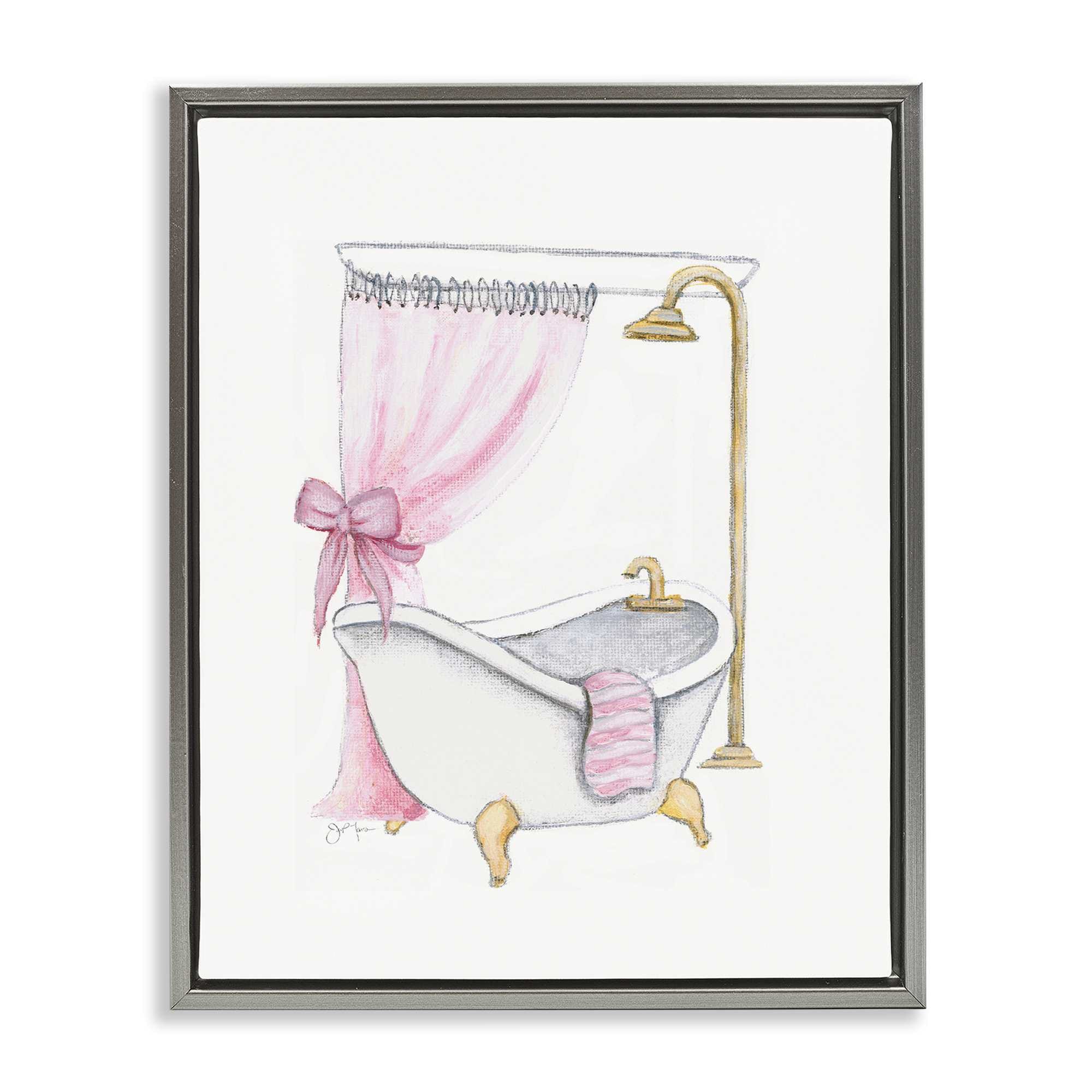 Stupell Industries BT-967-FFL-24X30 Simple Glam Bathroom Tub Floating Frame design by Janet Tava