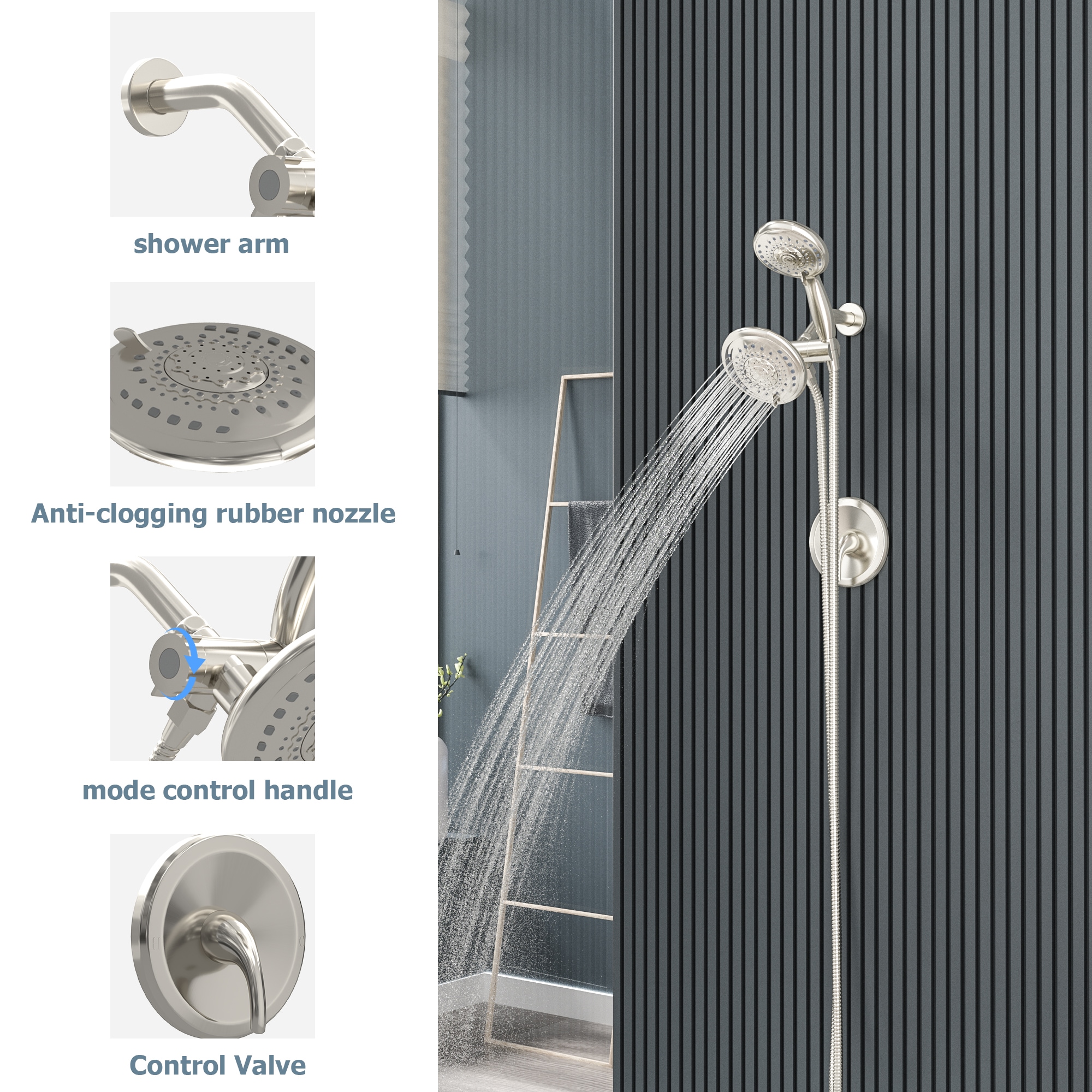 Mondawe AM-SC418A-CH Showerhead-Bar-Panels - View #6