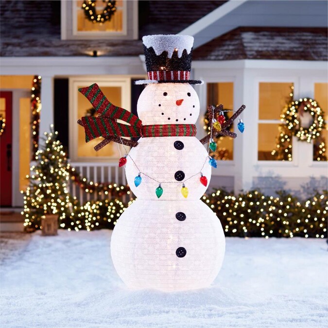 Holiday Living 72 In Snowman Sculpture, Light Up Snowman Yard Decorations