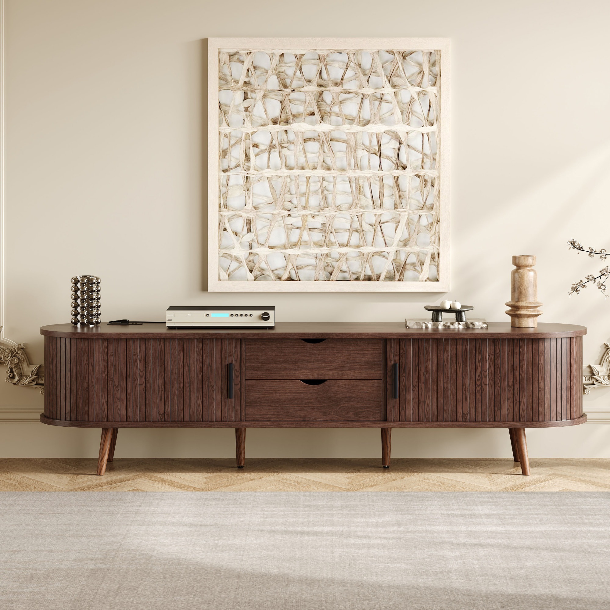 Fun Orange TV Stand Modern/Contemporary Dark Brown 70.8-in W TV cabinet ( Accommodates TVs up to 80-in )
