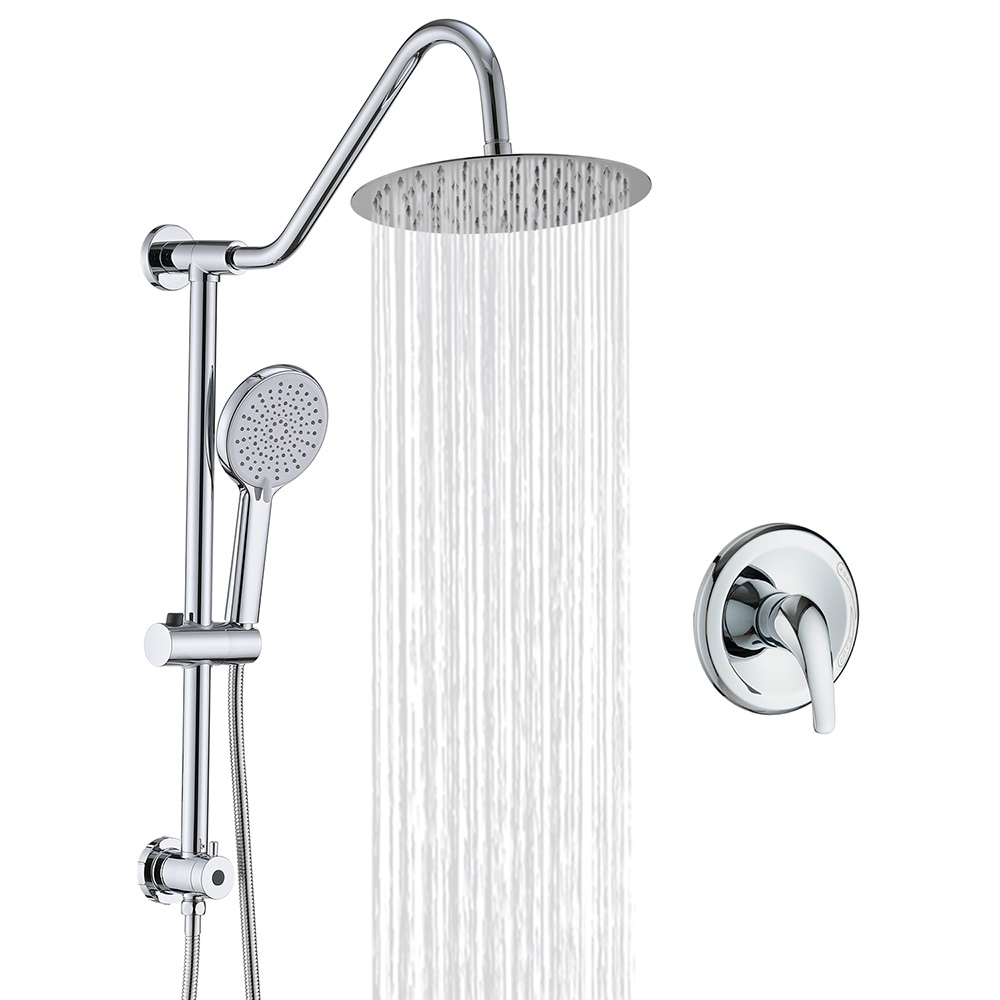 EQLOO 10 Inch Rainfall Shower Set Chrome 304 Stainless Steel 4 Setting Handheld Shower DIY Easy Installation