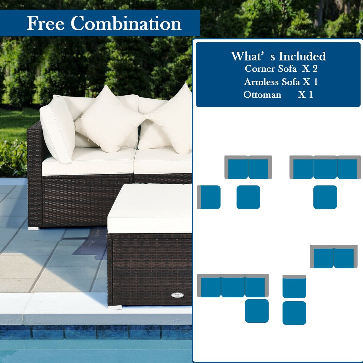 Forclover HYFW-750WH Patio-Conversation-Sets - View #7