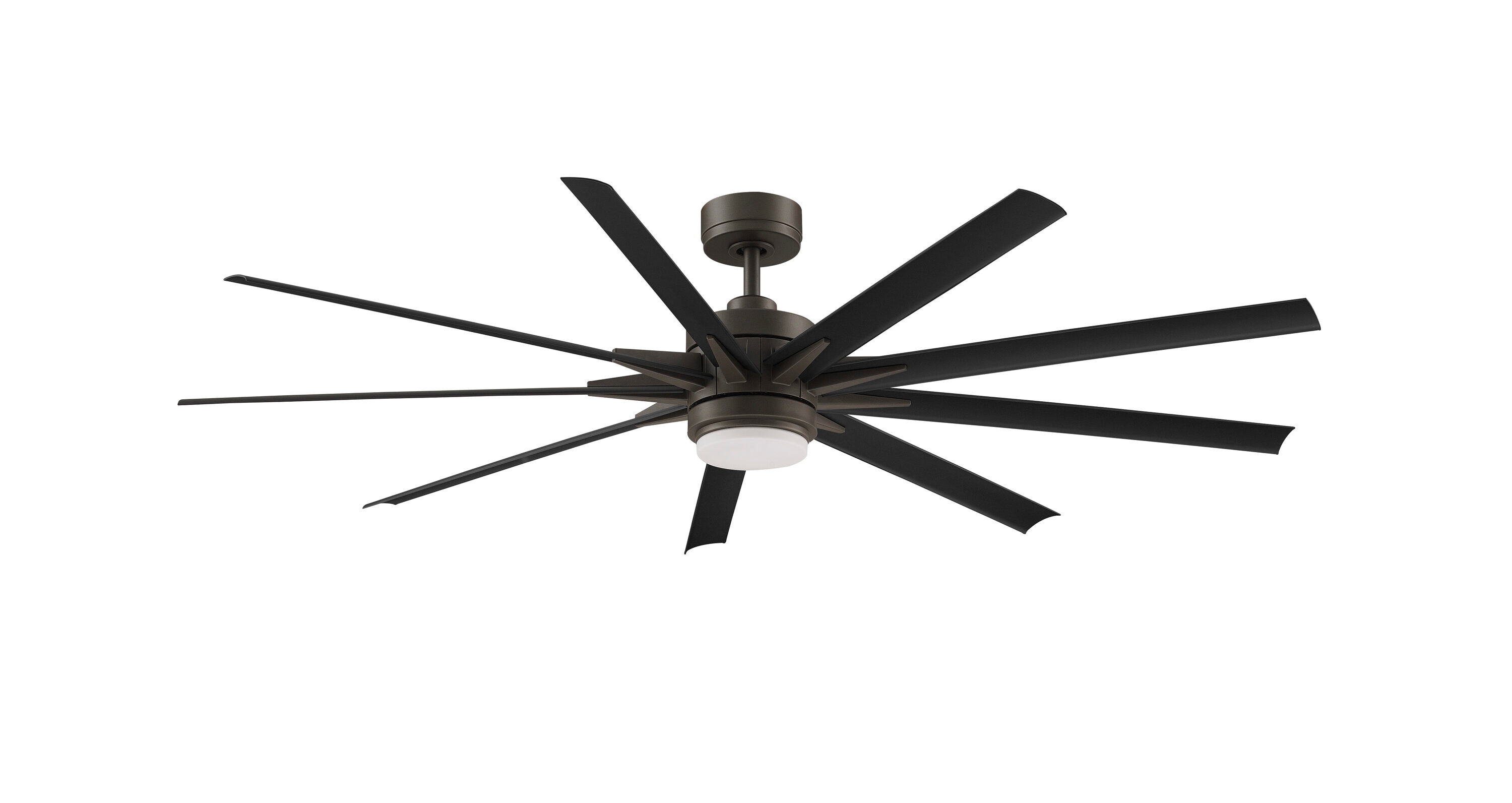 Odyn Custom 72-in Matte Greige Color-changing LED Indoor/Outdoor Smart Ceiling Fan with Light Remote (9-Blade) | - Fanimation FPD8152GRW-72BLW