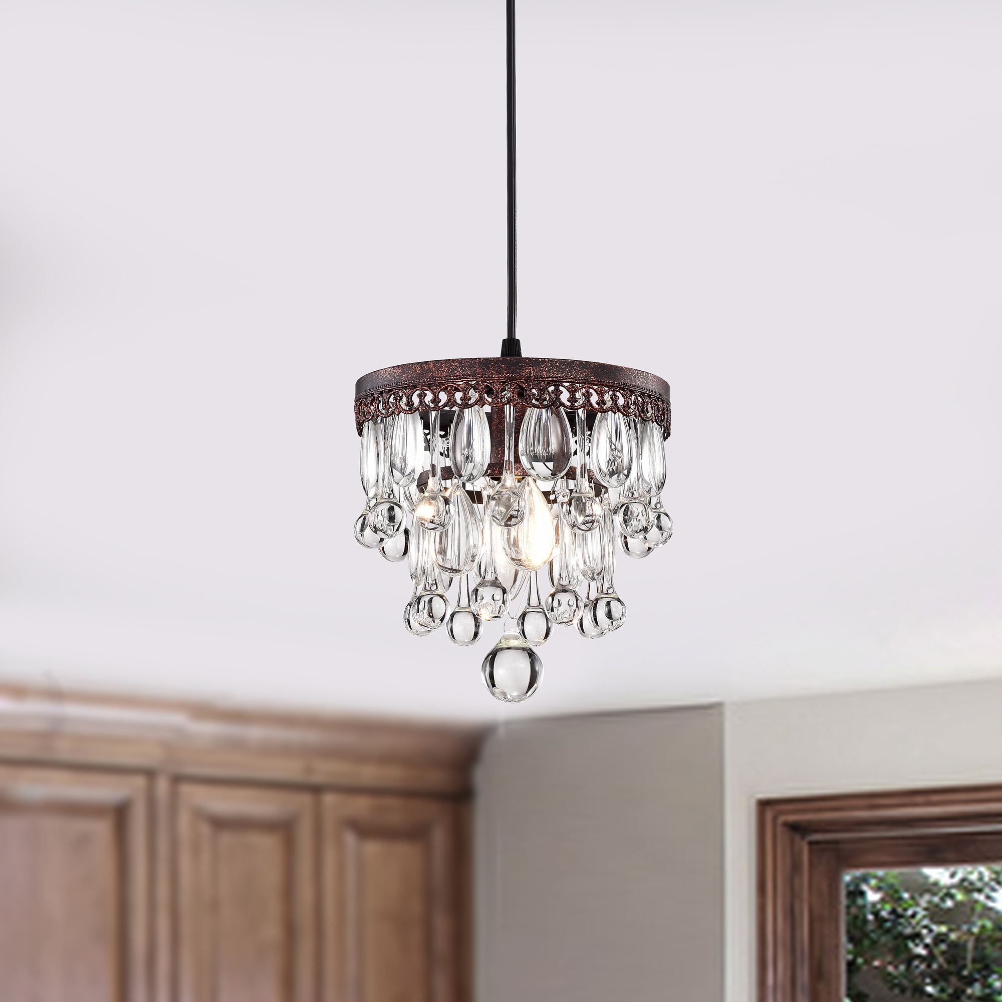 Warehouse of Tiffany IMP89H/1AC 1 -Light Black Modern/contemporary For Use in Bedrooms, Dining Rooms, Foyers, Kitchens, Living Rooms Chandelier