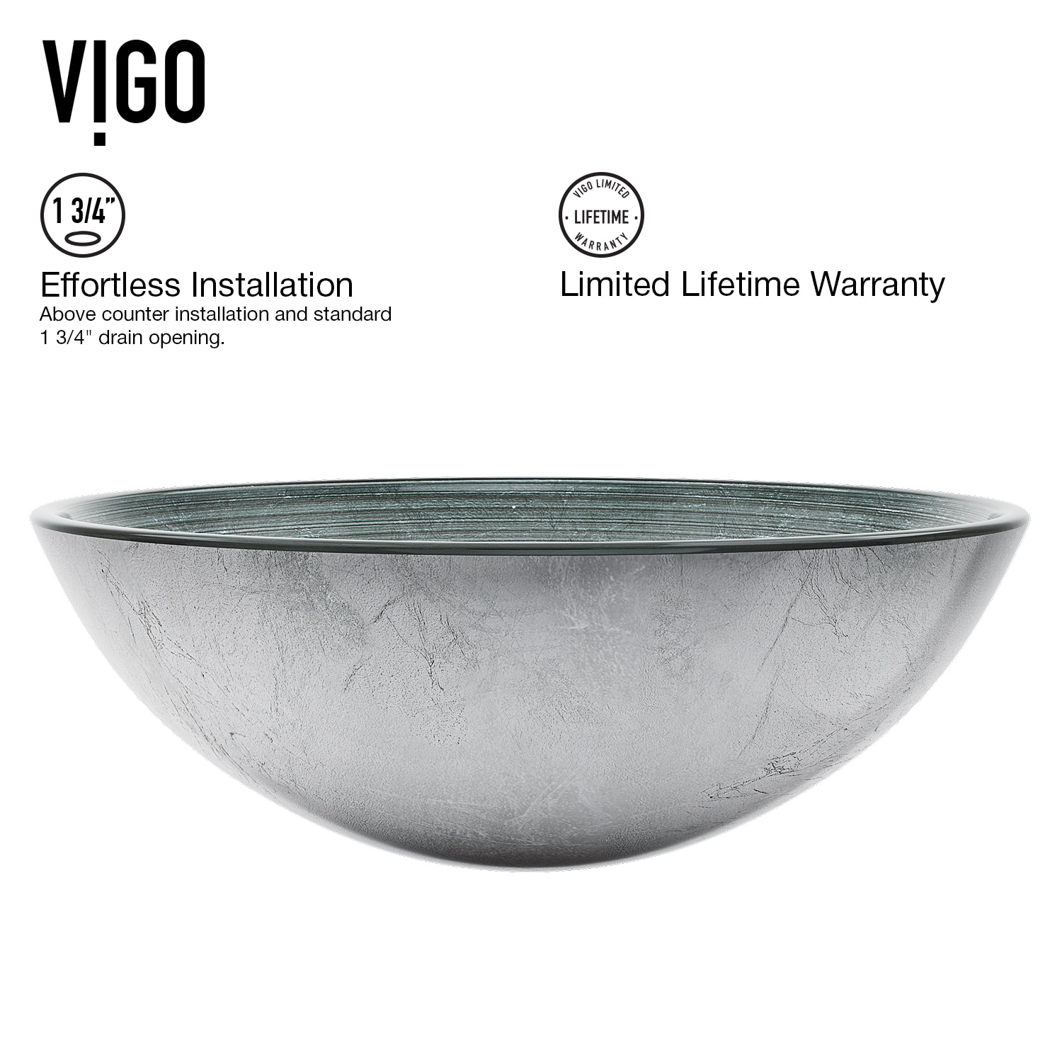 Simply Silver Round Glass Vessel Sink with Chrome Faucet
