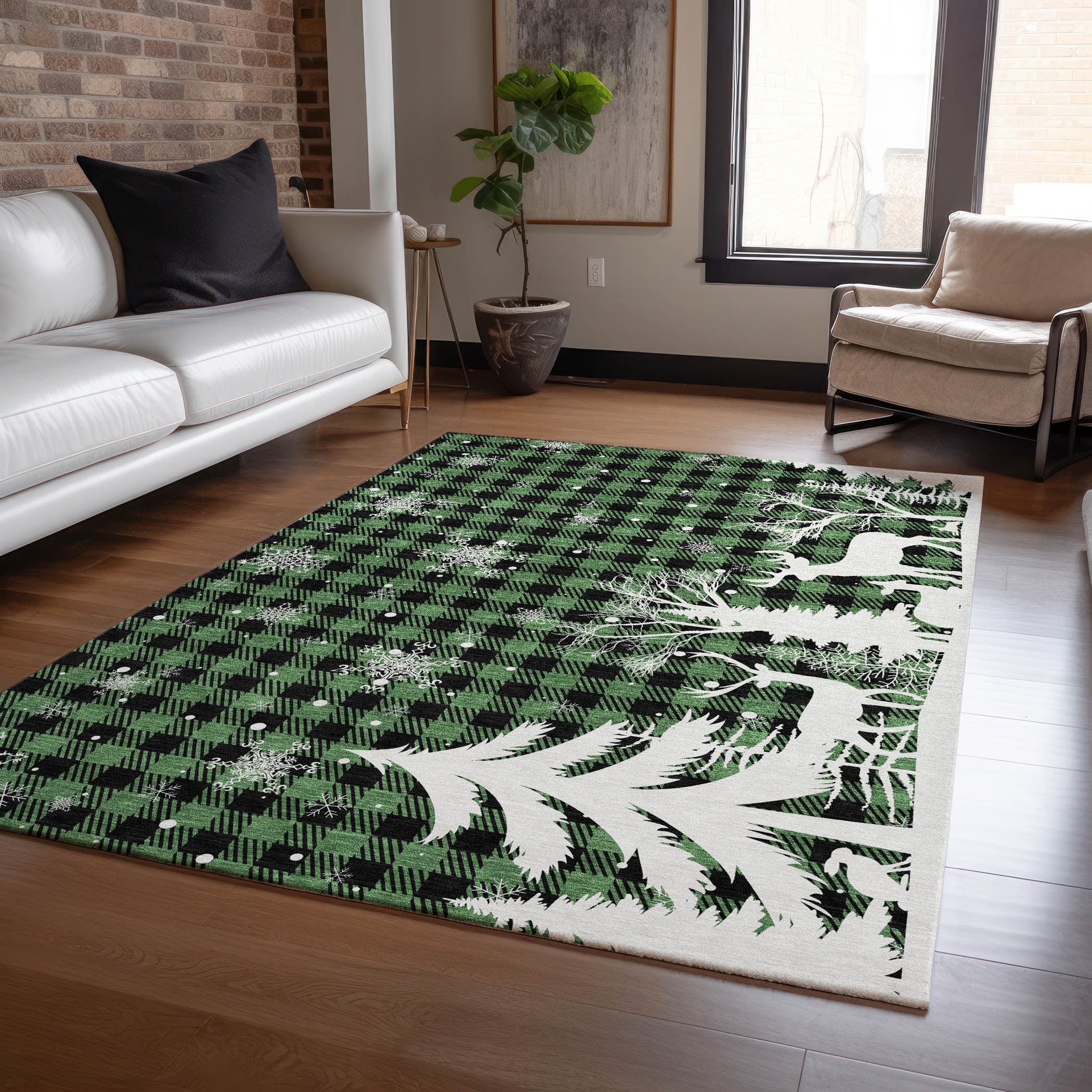 Addison Rugs ACN1824GE9X12 Chantille ACN1824GE 9 x 12 (ft) Loomed Polyester Green Rectangular Indoor/Outdoor Machine washable Area rug