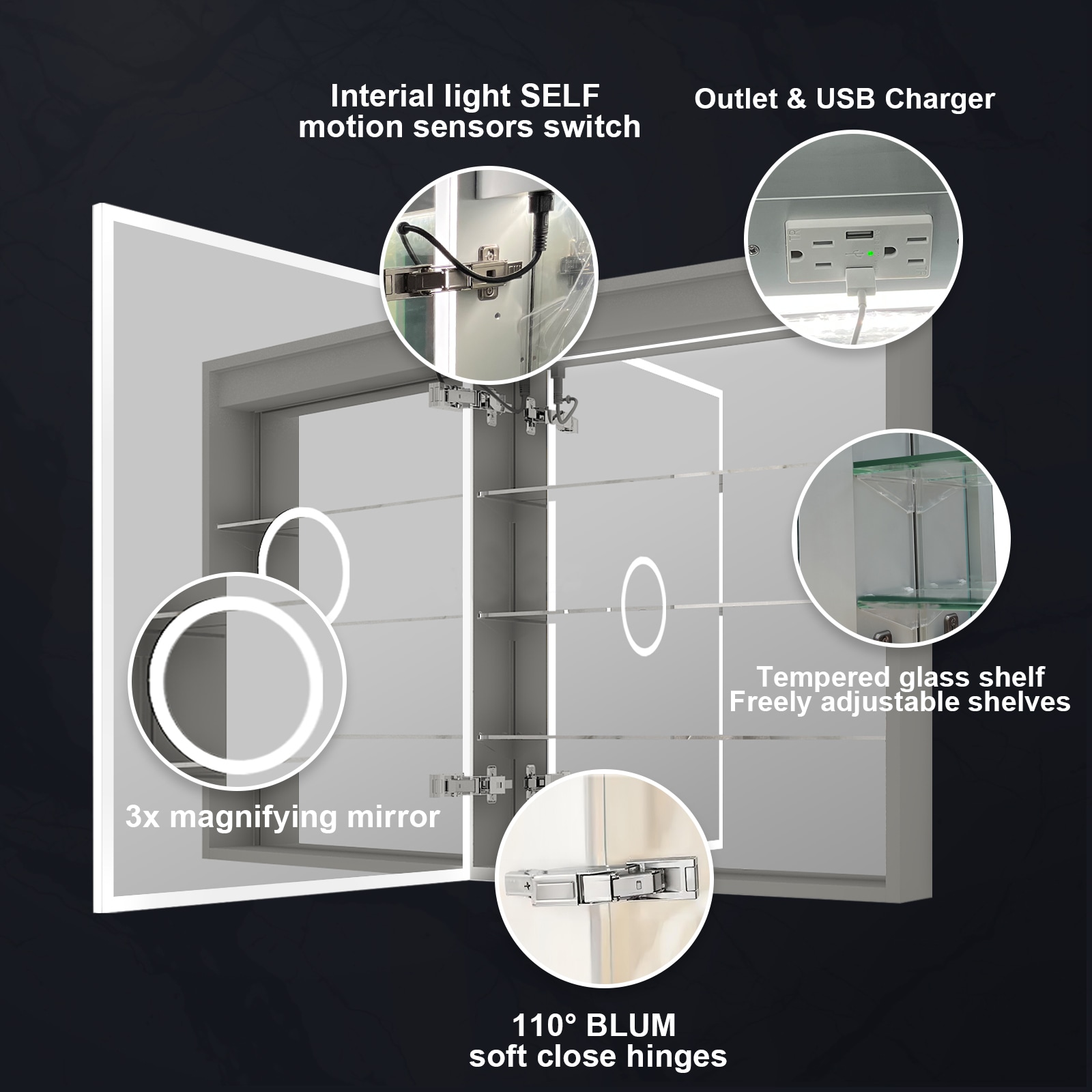WELLFOR CR-P-12-3W02CP Bathroom-Medicine-Cabinets - View #3
