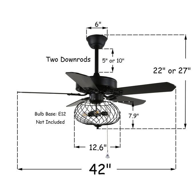Bella Depot Chandelier Ceiling Fan 42 In Black Led Indoor Cage With Light Remote 5 Blade The Fans Department At Com Bella Depot Chandelier Ceiling Fan 42, Ceiling Fan Parts List