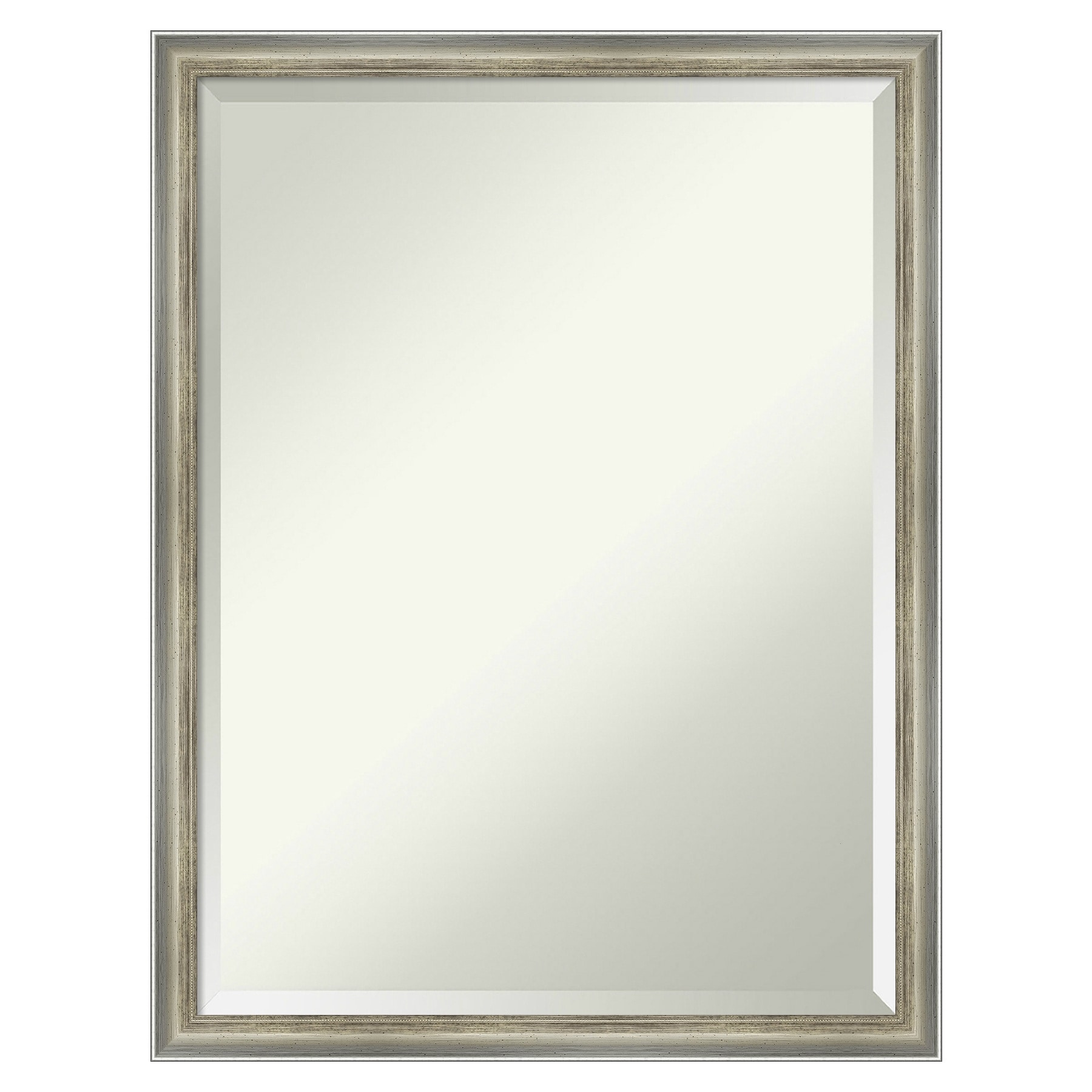 Amanti Art Salon Scoop Silver Frame 19.75-in W x 25.75-in H Rectangle Salon Scoop Silver Framed Wall Mirror