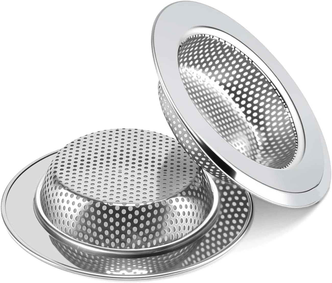 Yichuhaoxi  2 pcs Stainless Steel Sink Drain Strainer Set for Bathroom and Kitchen Sinks Deep Basket Hair Catcher Easy to Clean Fits Most Drains