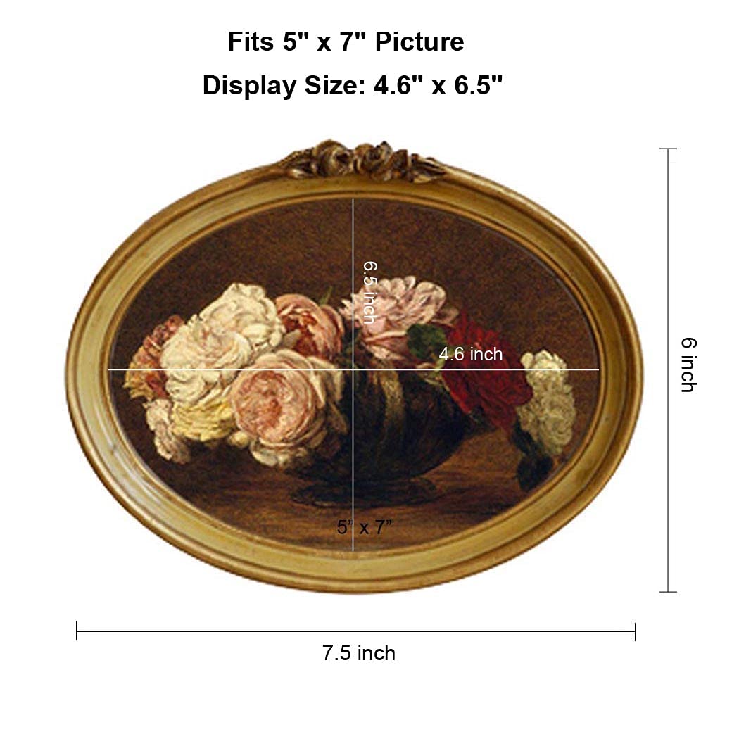 IUEST Vintage Oval Picture Frame Five by Seven Inch Decorative Bronze ...