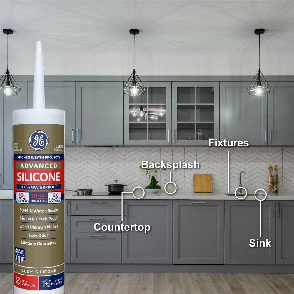 GE Advanced Silicone 2 Kitchen and Bath, Tub and Tile 10.1-oz Almond  Silicone Caulk