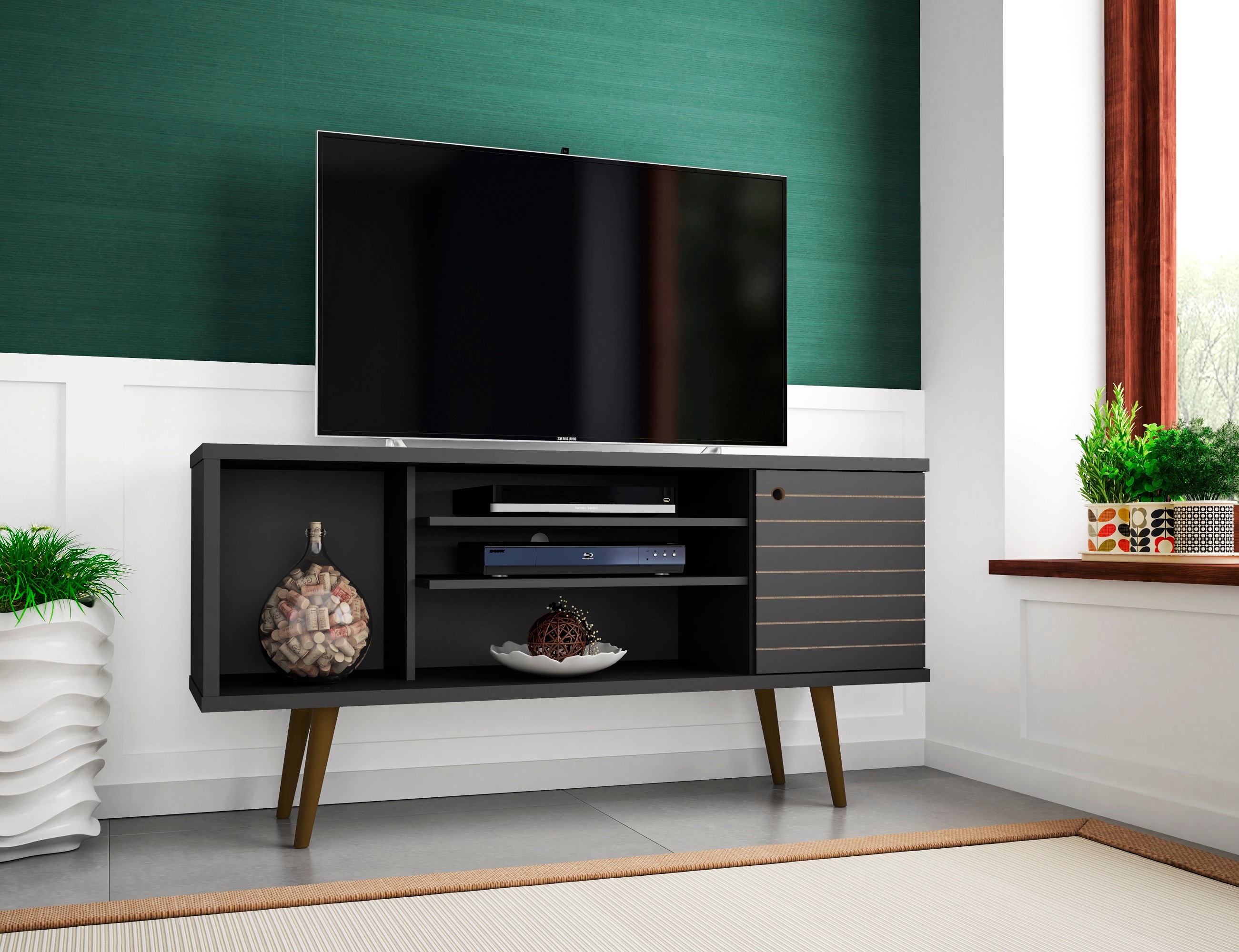 Manhattan Comfort 200AMC8 Liberty Modern/Contemporary Black TV stand ( Accommodates TVs up to 50-in )
