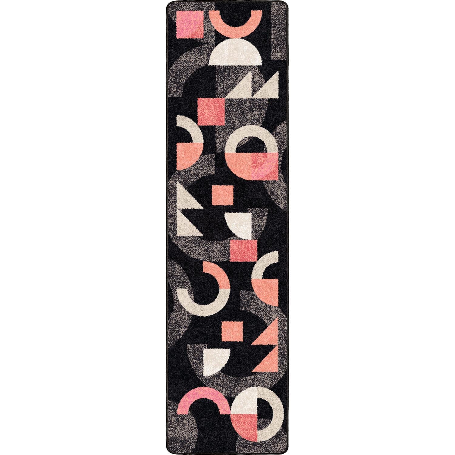 American Dakota LHC0638BLK217 2 x 8 (ft) Tufted Nylon Black Pink Rectangular Indoor Geometric Area rug