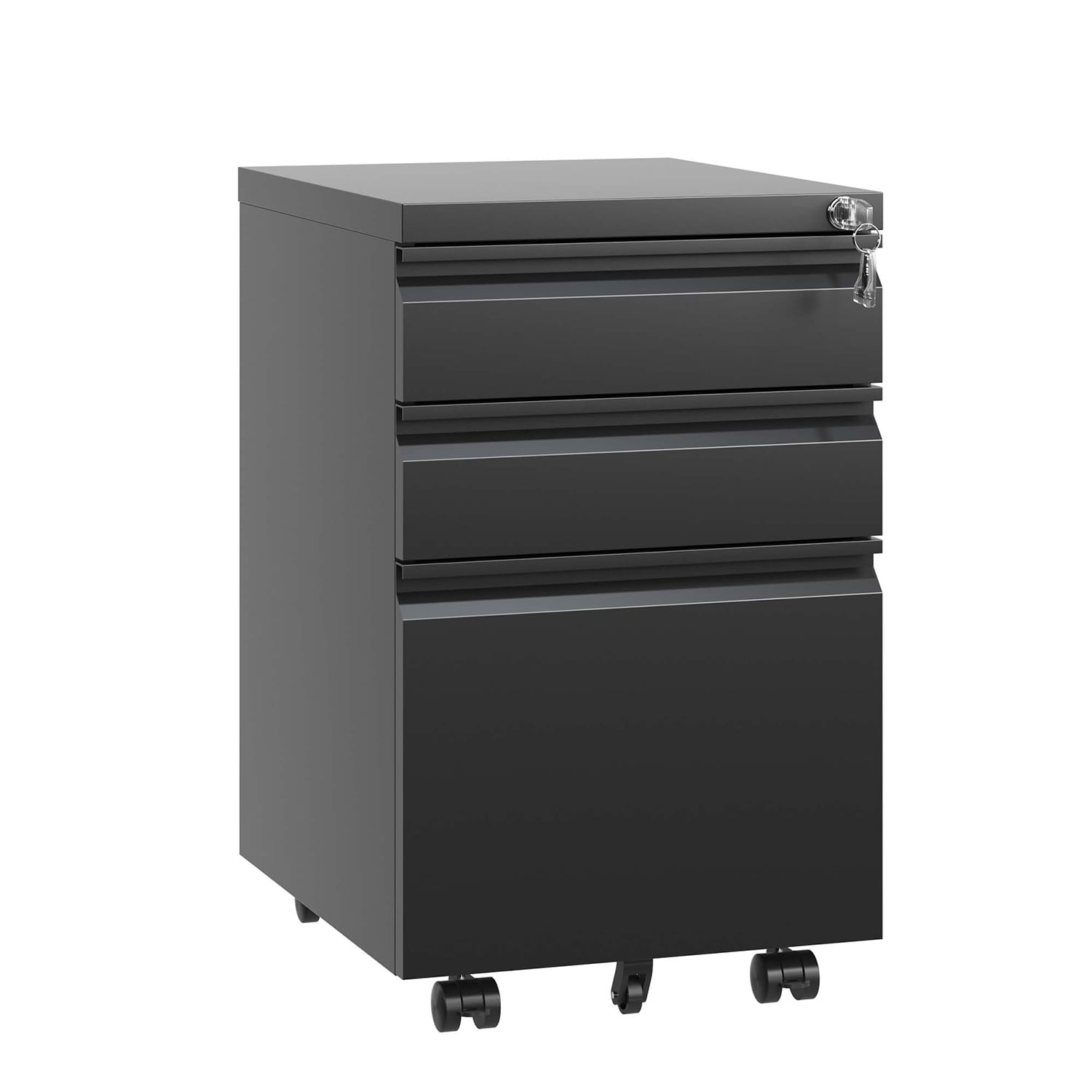Mondawe MO-HT52086 Black 3 -Drawer 14.57-in File Cabinet