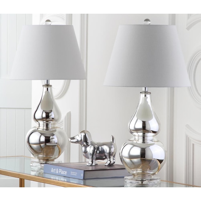 Standard Lamp Set With Off White Shades, Safavieh Table Lamps Set Of 2