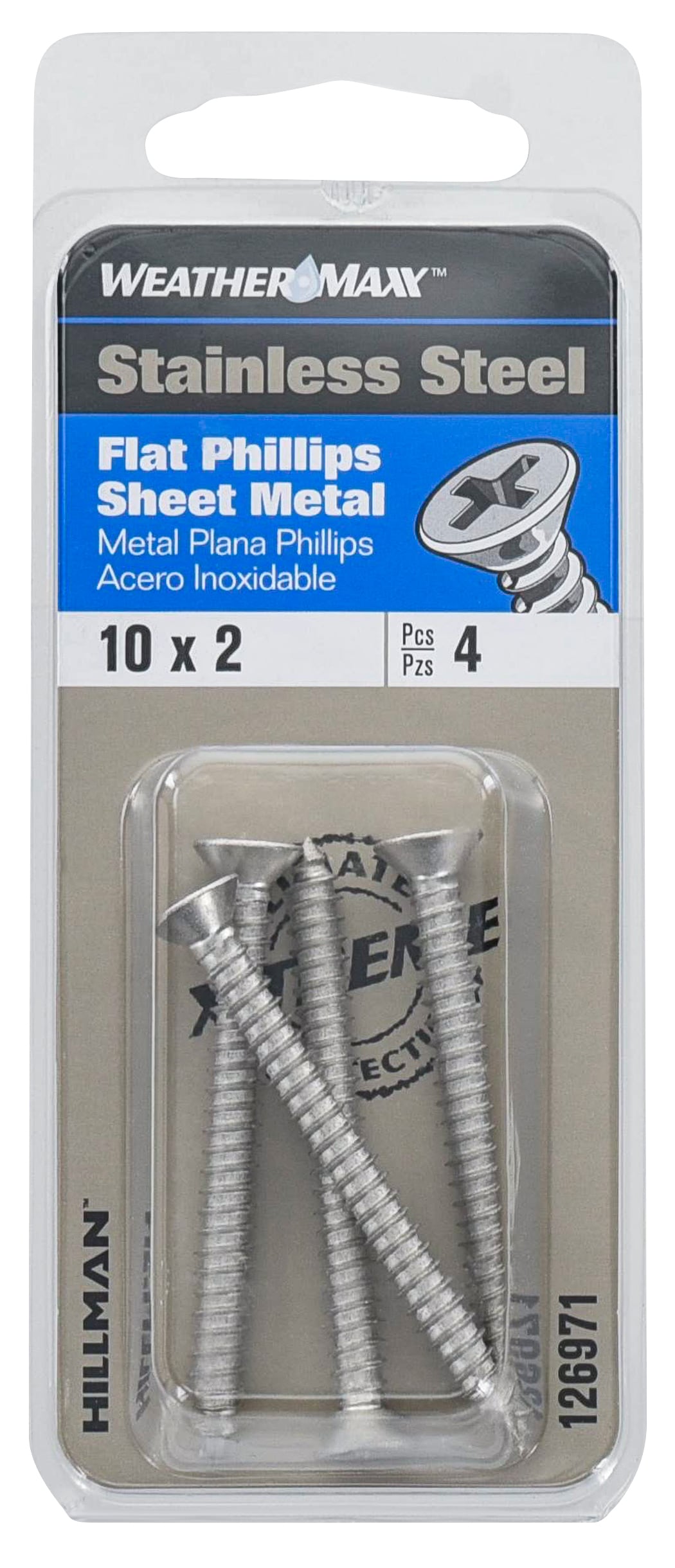 Hillman 126971 #10 x 2-in Phillips -Drive Standard Sheet Metal Screws 4 -Count