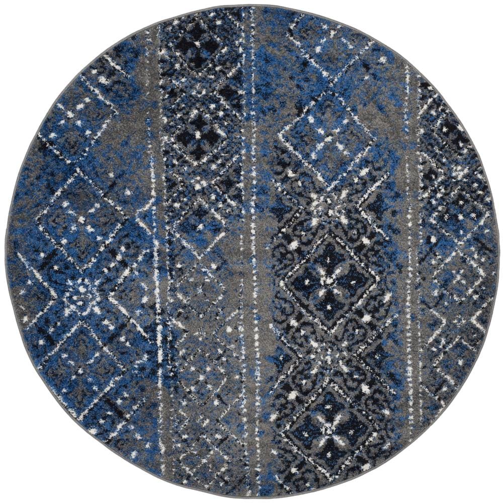 Safavieh ADR111G-6R Adirondack Winston 6 x 6 (ft) Loomed Polypropylene Silver/Multi Round Indoor Abstract Moroccan Area rug