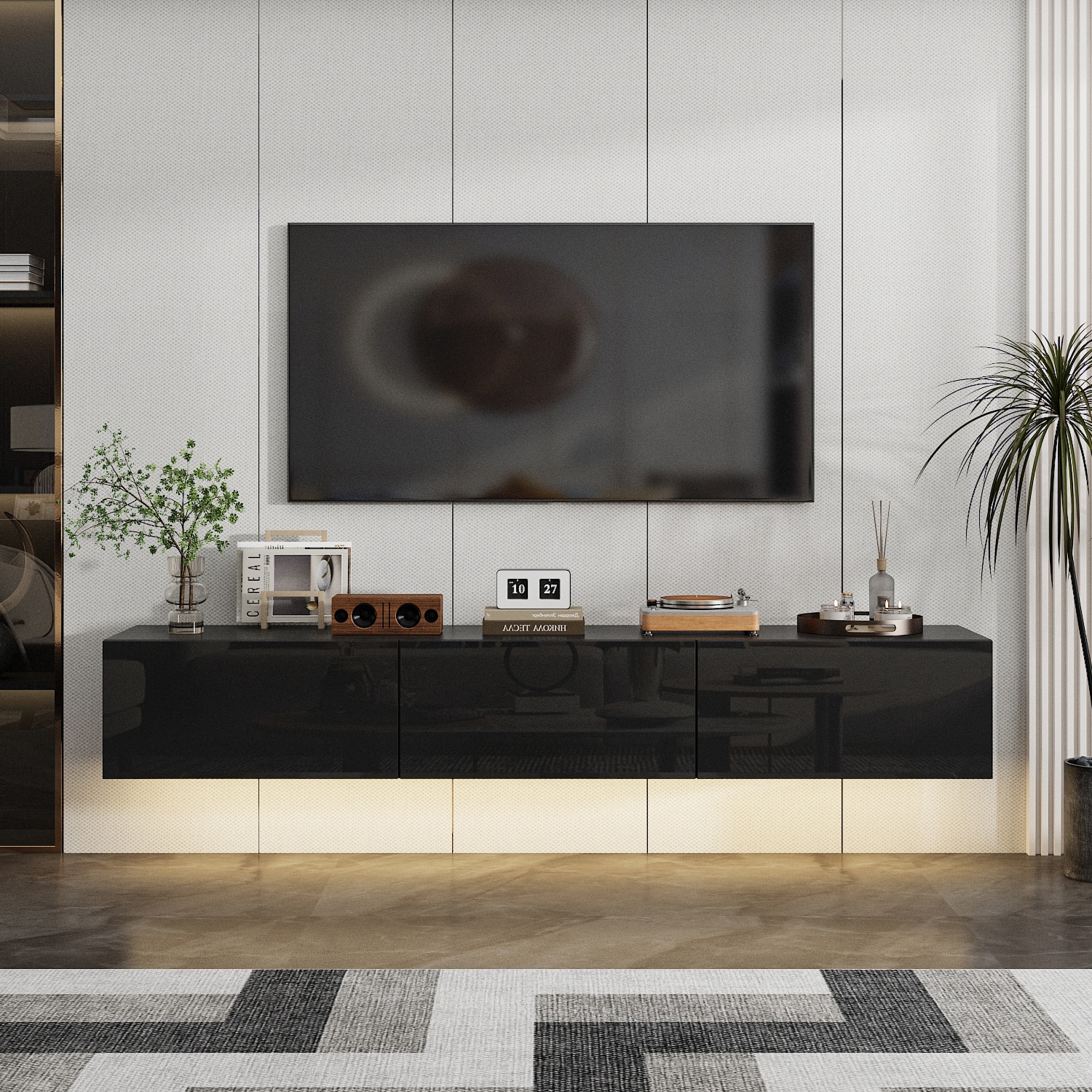 FUFU&GAGA LJY-KF260076-02 Modern/Contemporary Black TV cabinet ( Accommodates TVs up to 65-in )