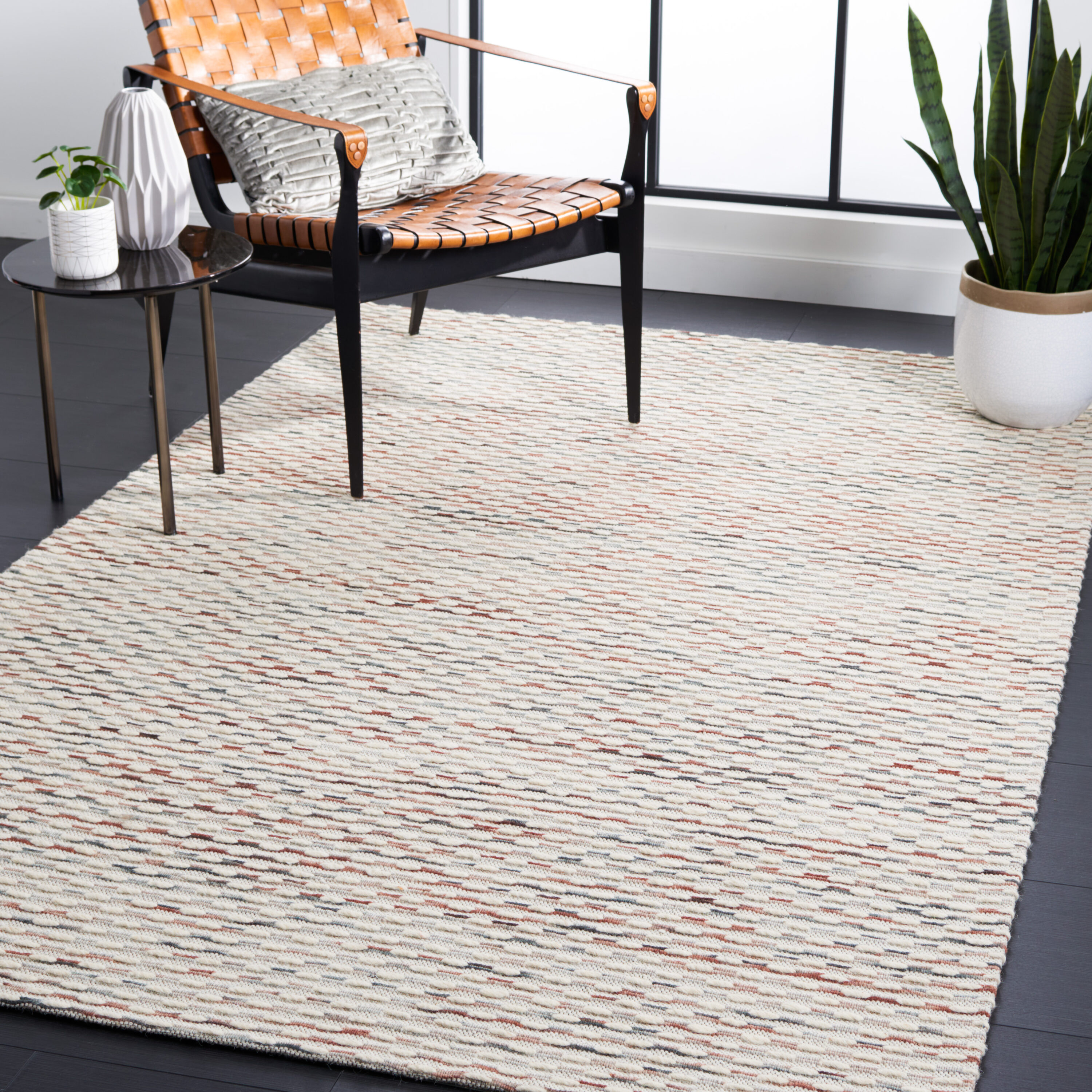 Safavieh MRB158P-4 Marbella Tetsu 4 x 6 (ft) Wool Beige/Rust Rectangular Indoor Abstract Farmhouse/Cottage Area rug