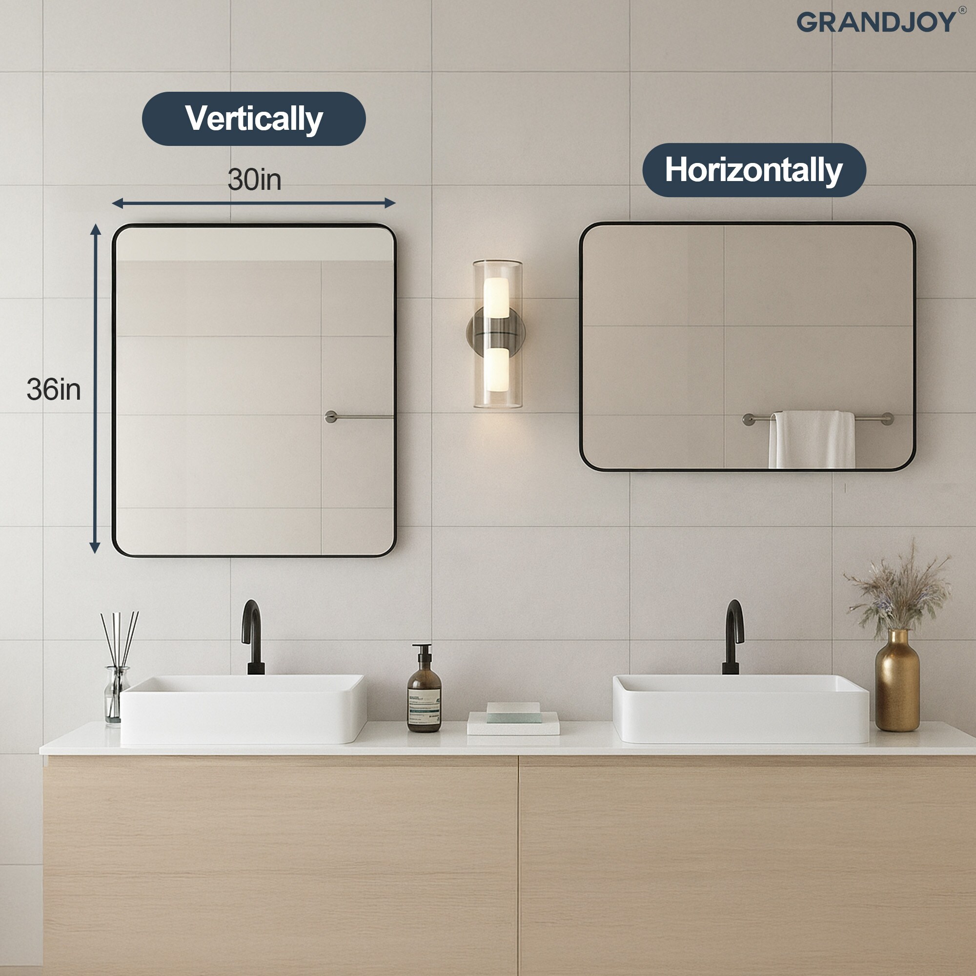 GRANDJOY BM-KM-AARH-3630 Framed-Bath-Mirrors - View #3
