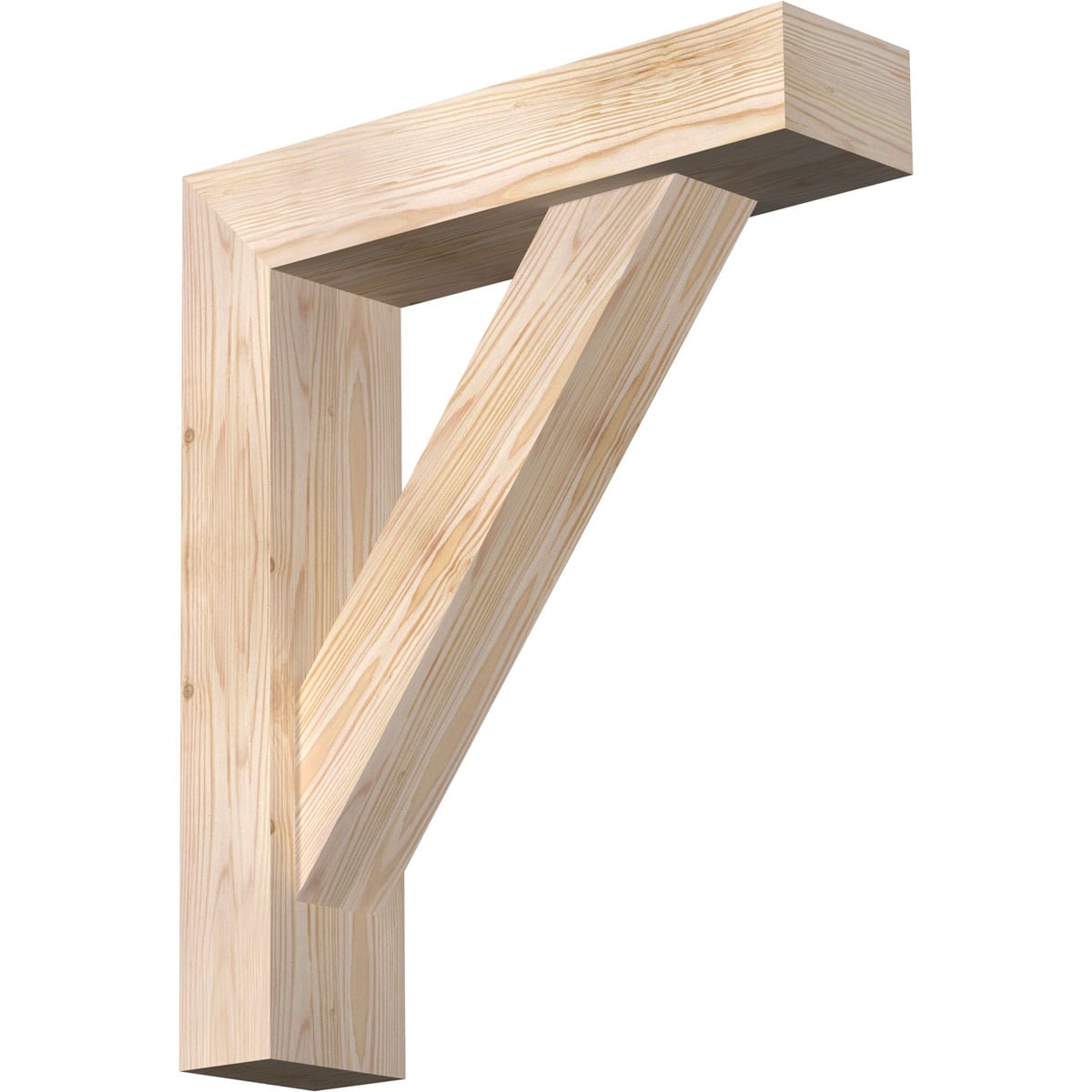 Ekena Millwork 1465042 Traditional Block Smooth Bracket with Offset Brace Douglas Fir Wood Standard Bracket