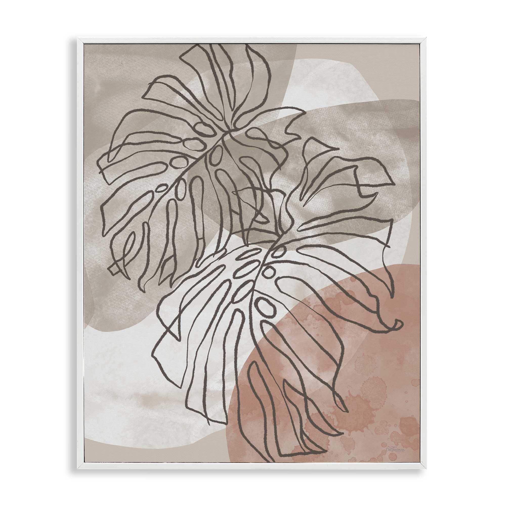 Stupell Industries BT-595-WFR-24X30 Leaf Outlines in Earth Tones White Framed Giclee Art By Cat Thurman Designs 24 x 30