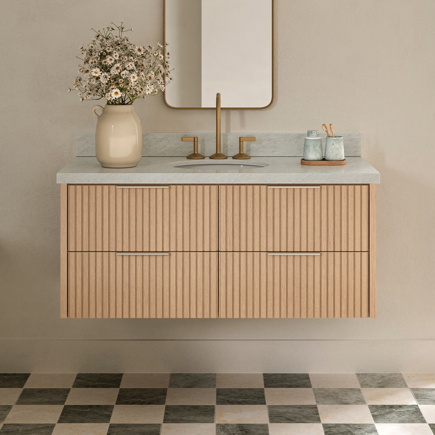 ARIEL Lucia Undermount Bathroom Vanity with Quartz and Marble Tops