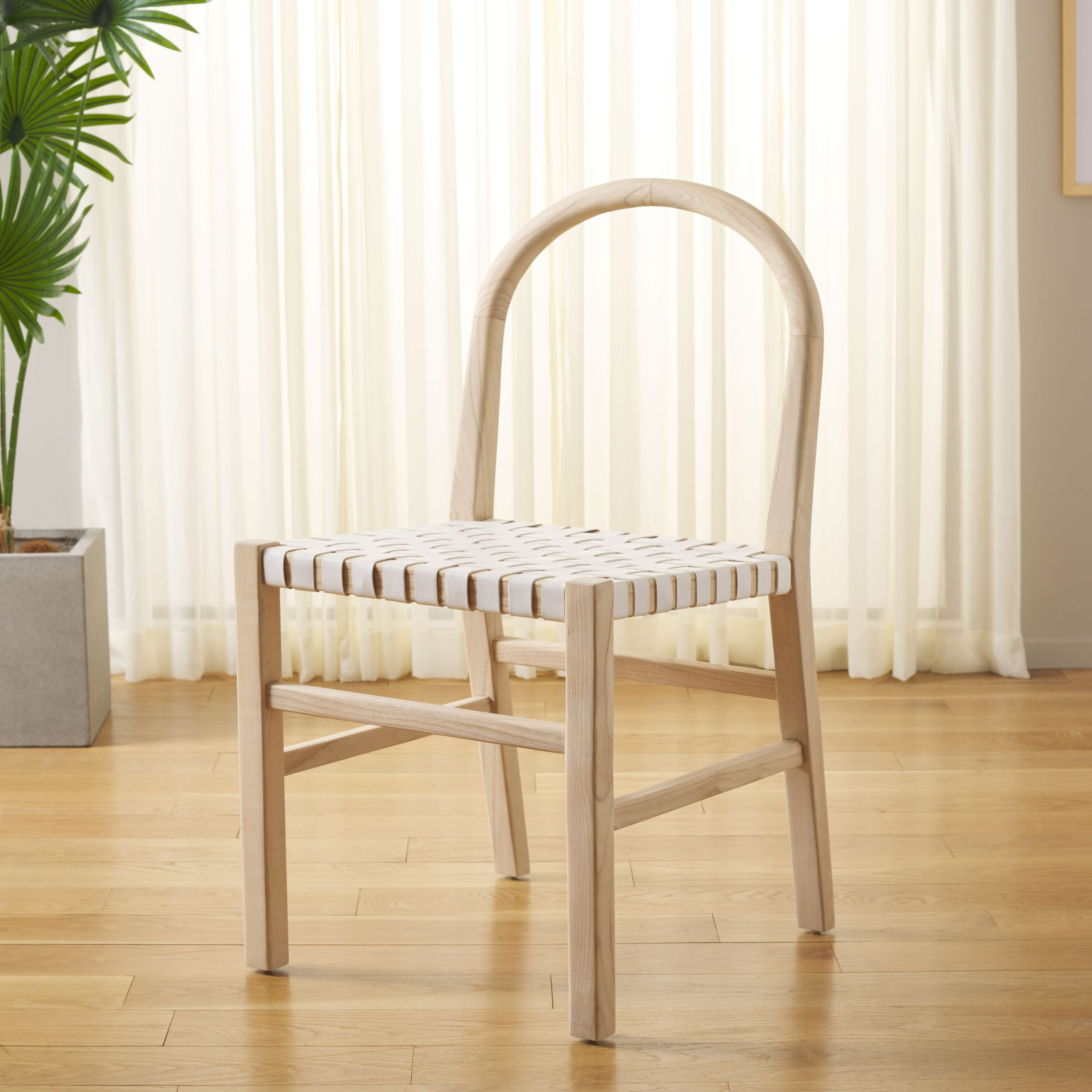 Safavieh Set of Kinzee Coastal Genuine leather Dining side chair ( Wood Frame )