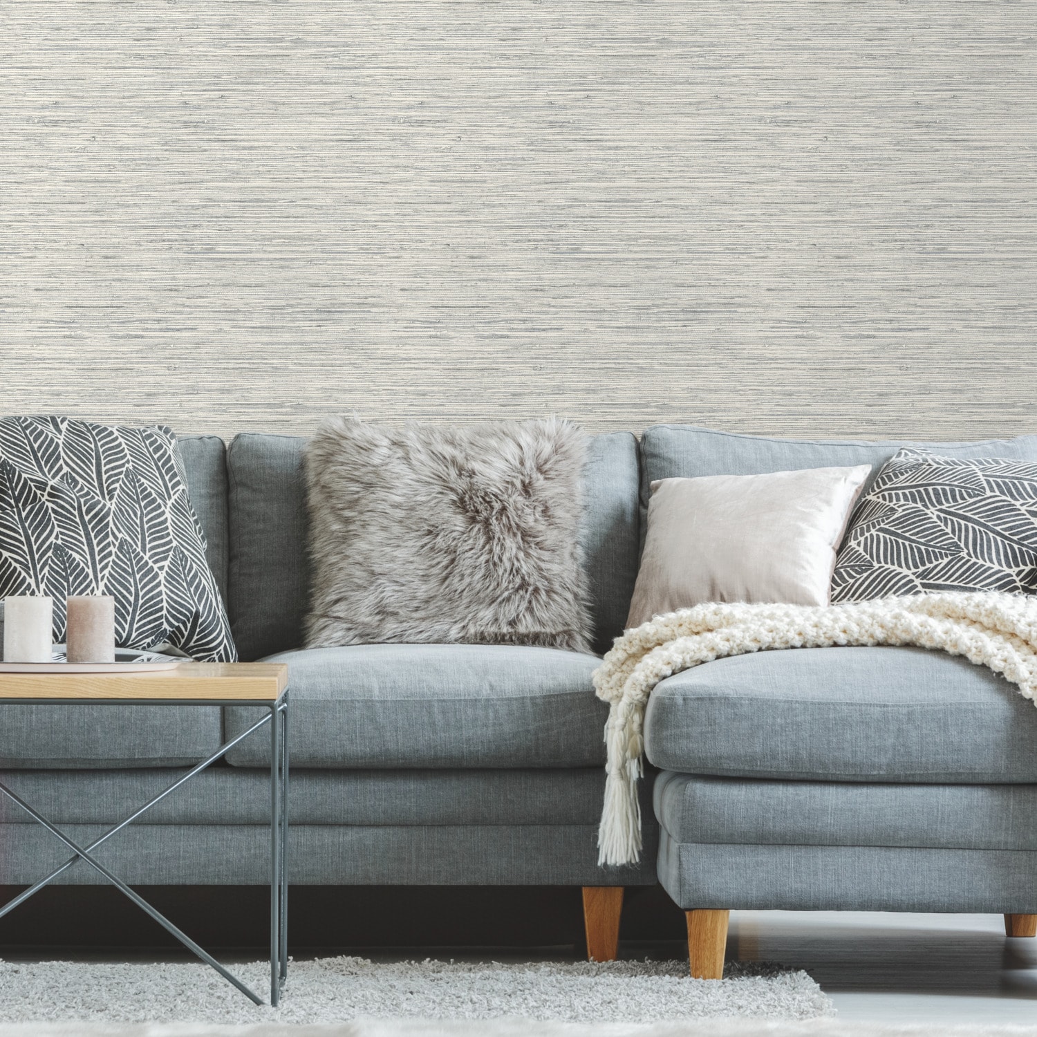 RoomMates RMK11078WP 28.2-Sq. Feet Light Grey Vinyl Abstract Self-adhesive Peel and Stick Wallpaper