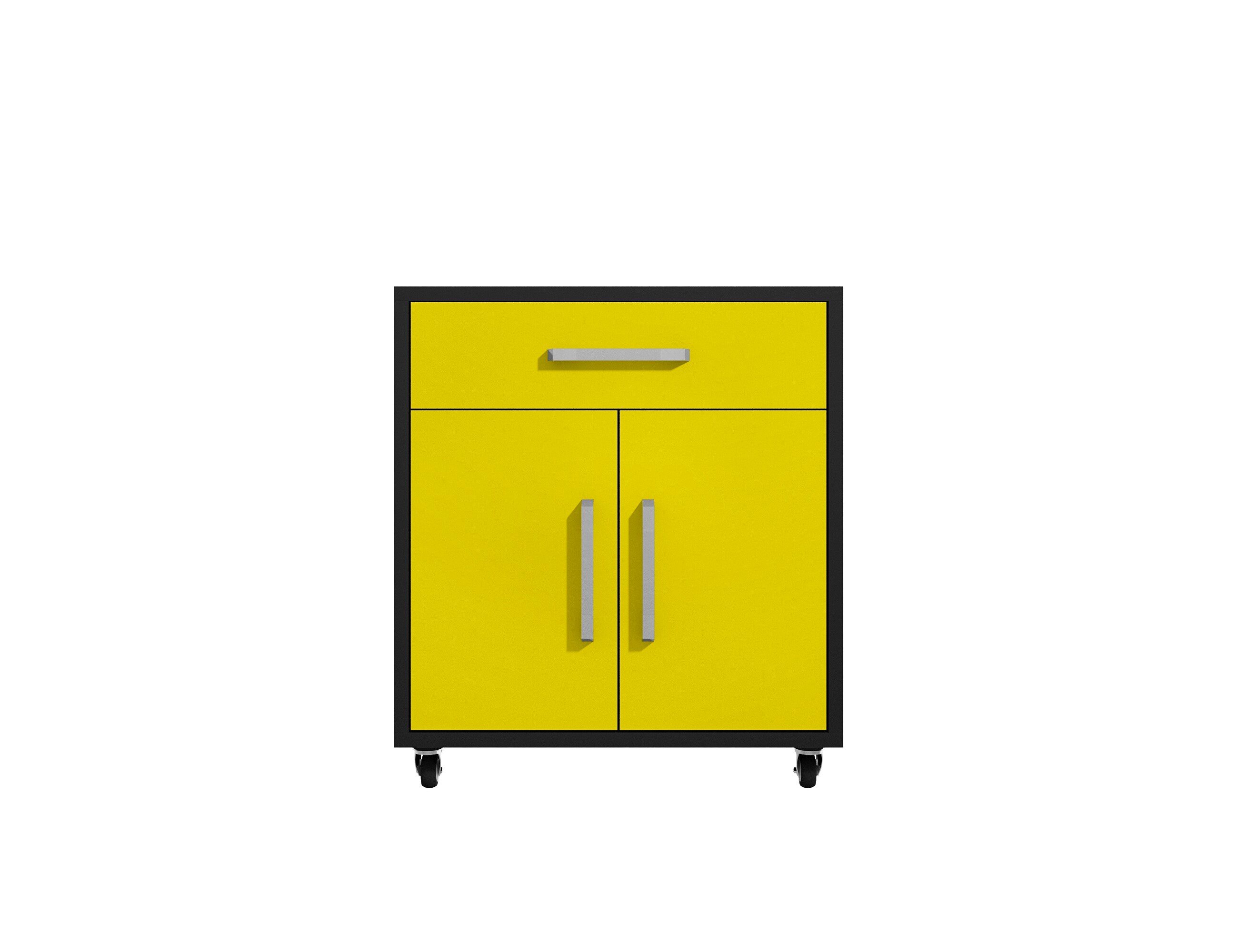 Manhattan Comfort 252BMC84 Eiffel 28.35-Inches W x 34.41-Inches H x 17.72-Inches D Freestanding Composite wood Garage Cabinet in Yellow