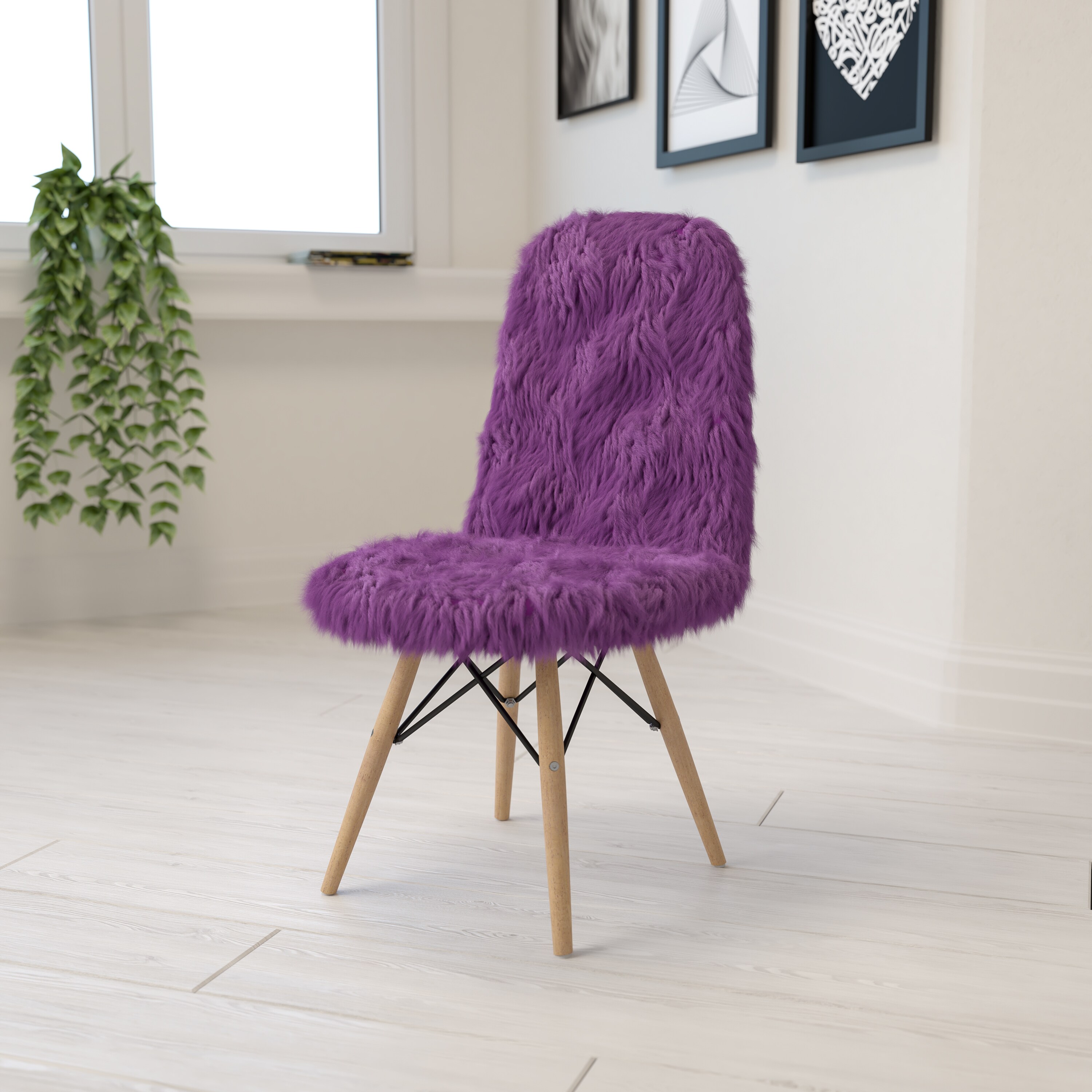 lavender fluffy chair