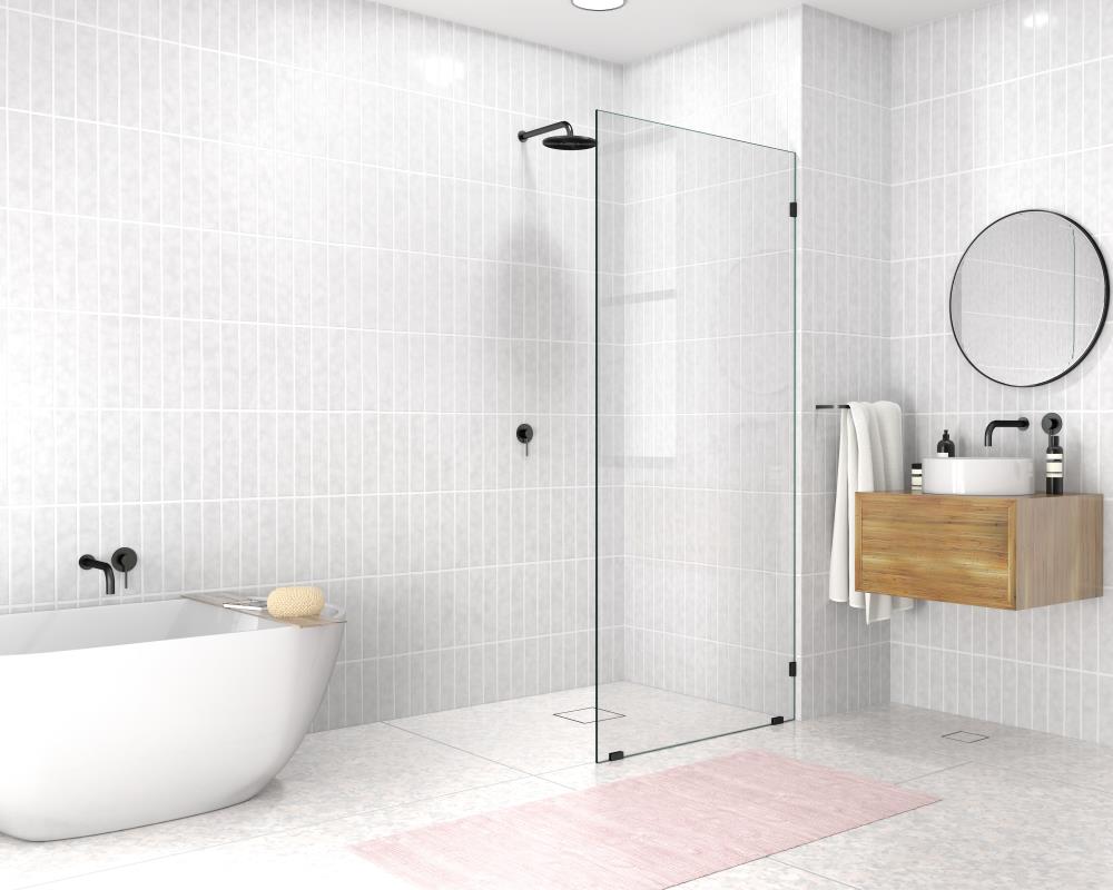 Glass Warehouse Polished Brass 35-1/2-in x 78-in Frameless Fixed Shower ...