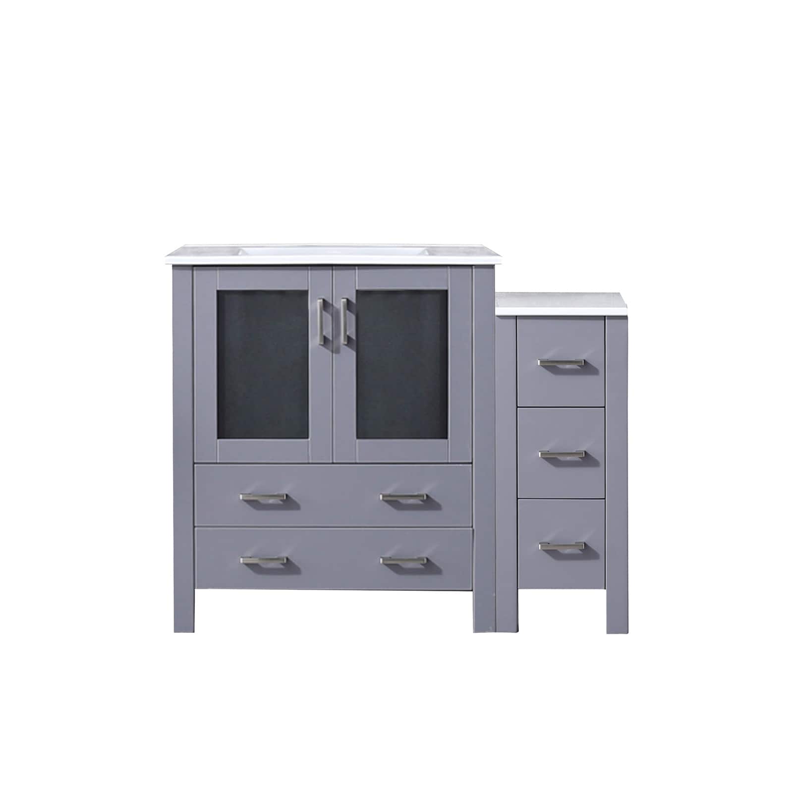 Lexora LVV42S30B600 Volez 42-in Dark Grey Single Sink Bathroom Vanity with White Ceramic Top