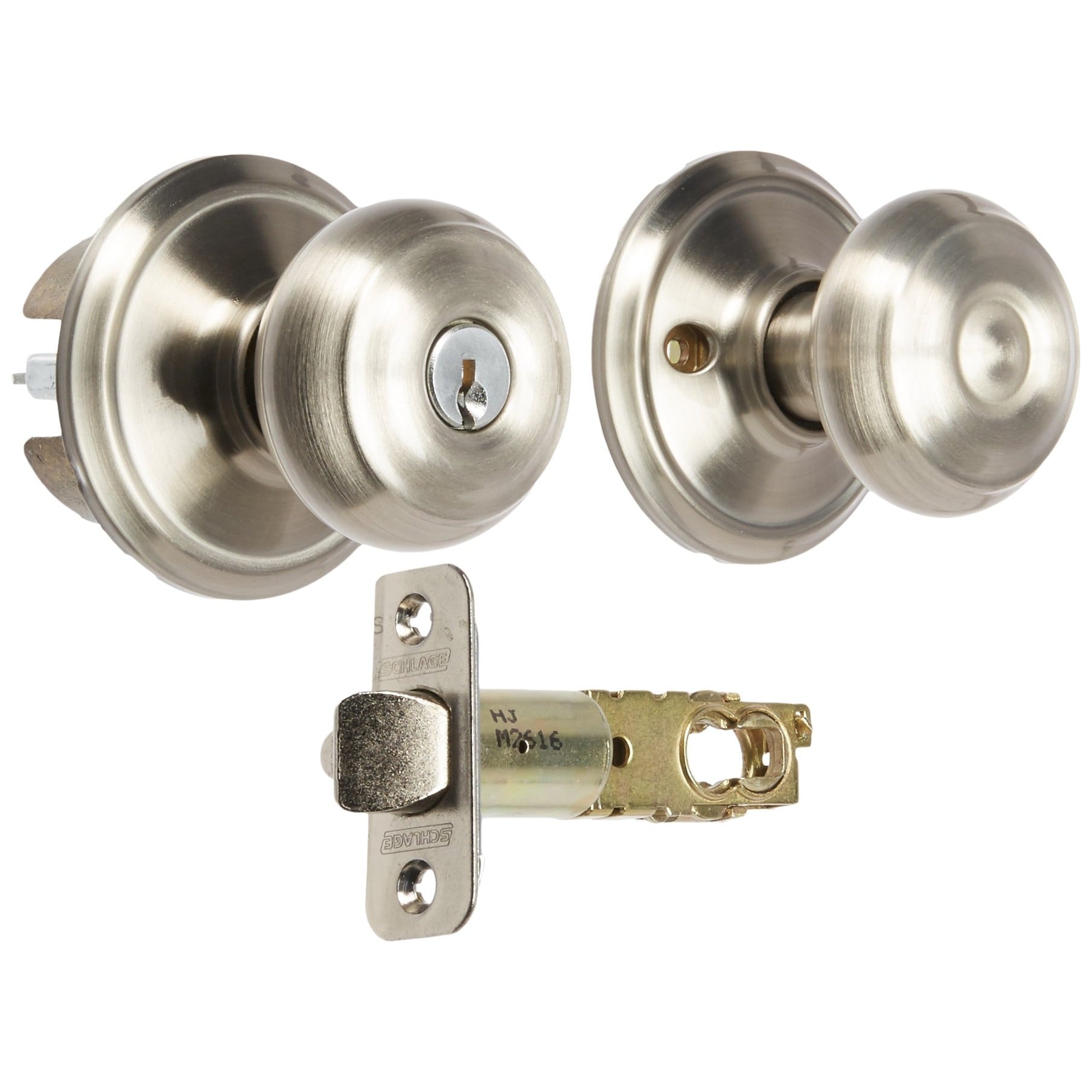 Schlage  F80GEO619 F80 Georgian Storeroom Lock C Keyway with 16211 Latch 10063 Strike Satin Nickel Finish