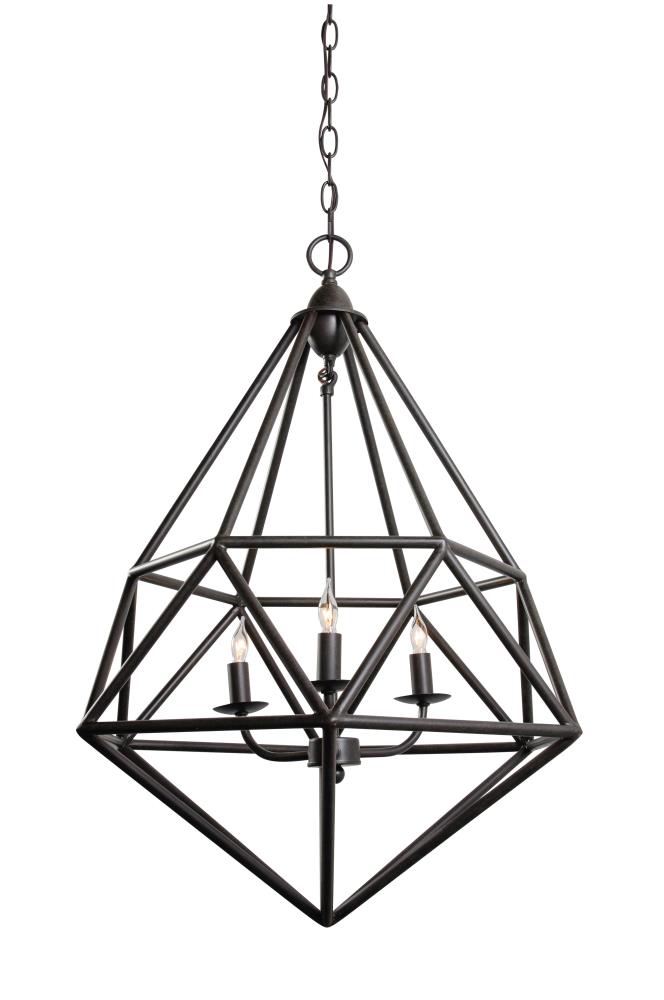 Varaluz 236P03FI Facet 3-Light Forged Iron Transitional Geometric Hanging Pendant Light