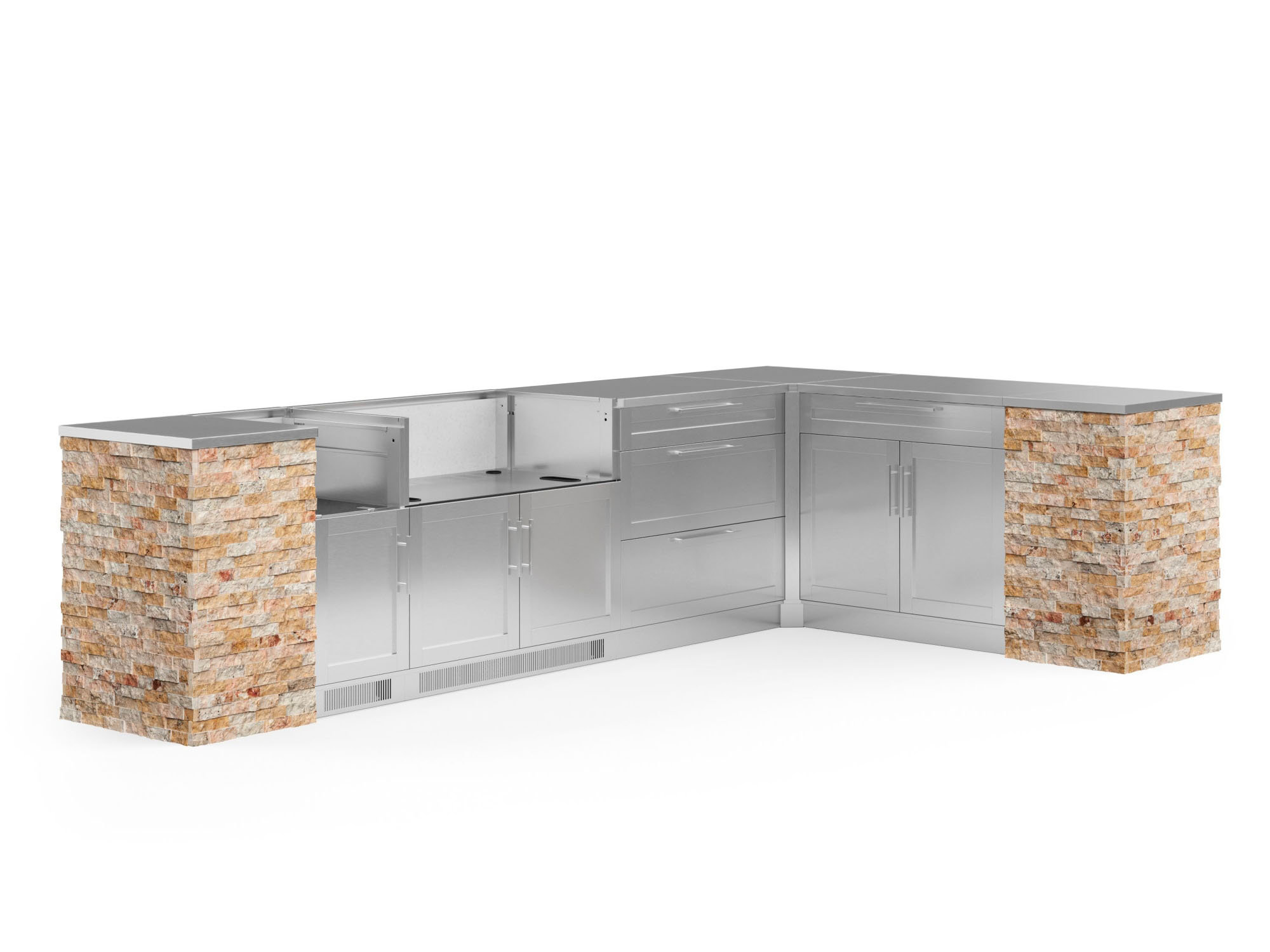 NewAge Products 69619 Signature Series Stainless Steel 11 -Piece 137.94-in W x 25.5-in D x 37-in H Modular Outdoor Kitchen Set