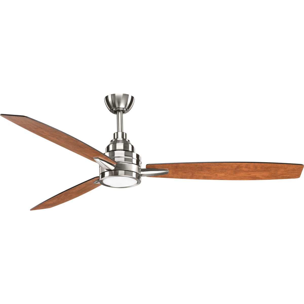 Progress Lighting P2554-0930K Gaze 60-in Integrated LED Brushed Nickel with Silver/Cherry Blades Propeller Ceiling Fan With Light - Remote Included ( 3 -Blade )