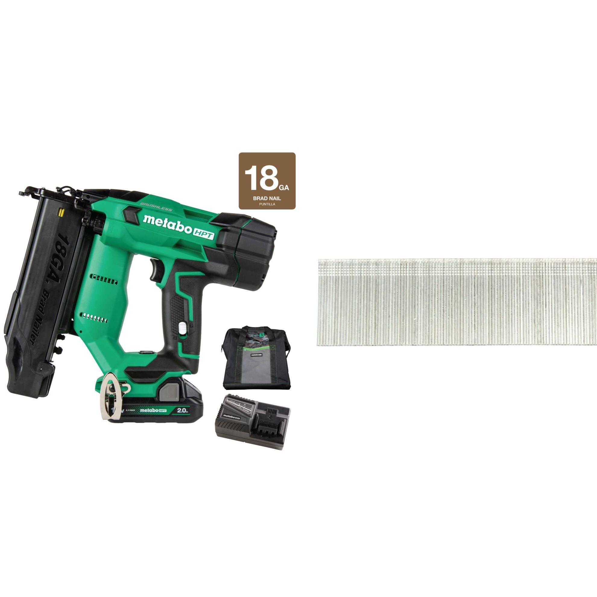 18V MultiVolt™ Brushless 18-Gauge Compact Brad Nailer + Brad Nails