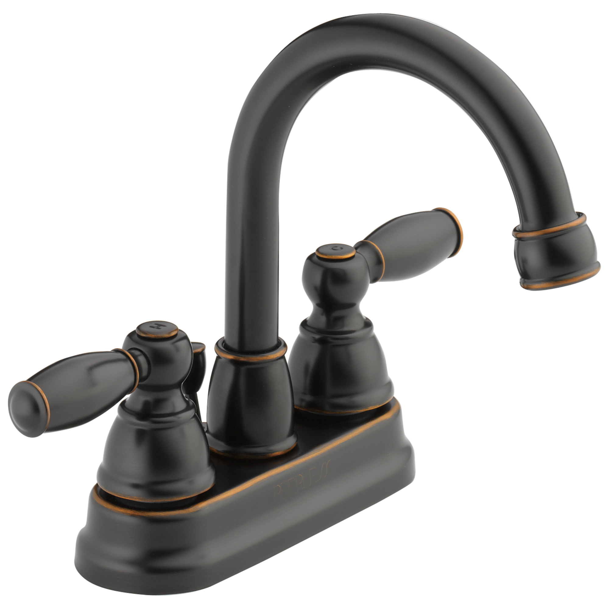 Peerless Apex Oil-Rubbed Bronze 2-handle 4-in centerset WaterSense High-arc  Bathroom Sink Faucet with Drain in the Bathroom Sink Faucets department at 