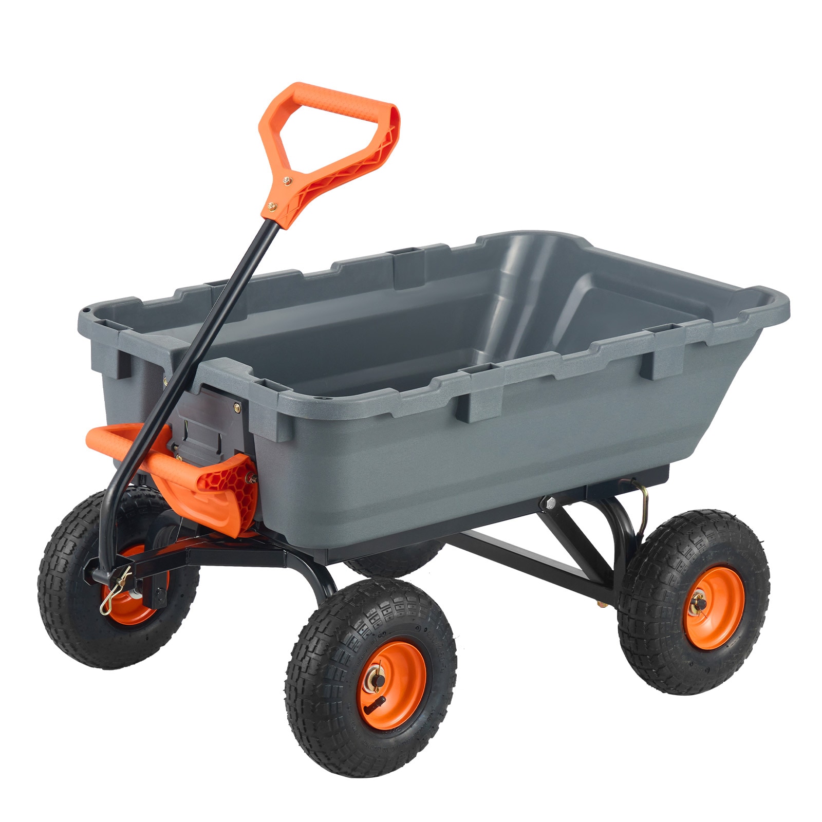 LUXEYARD Dump Cart Poly Garden Dump Cart with Easy to Assemble Steel Frame Dump Wagon with 2 in 1 Convertible Handle Utility Wheelbarrow 800 lbs Capacity 10 inch Tires