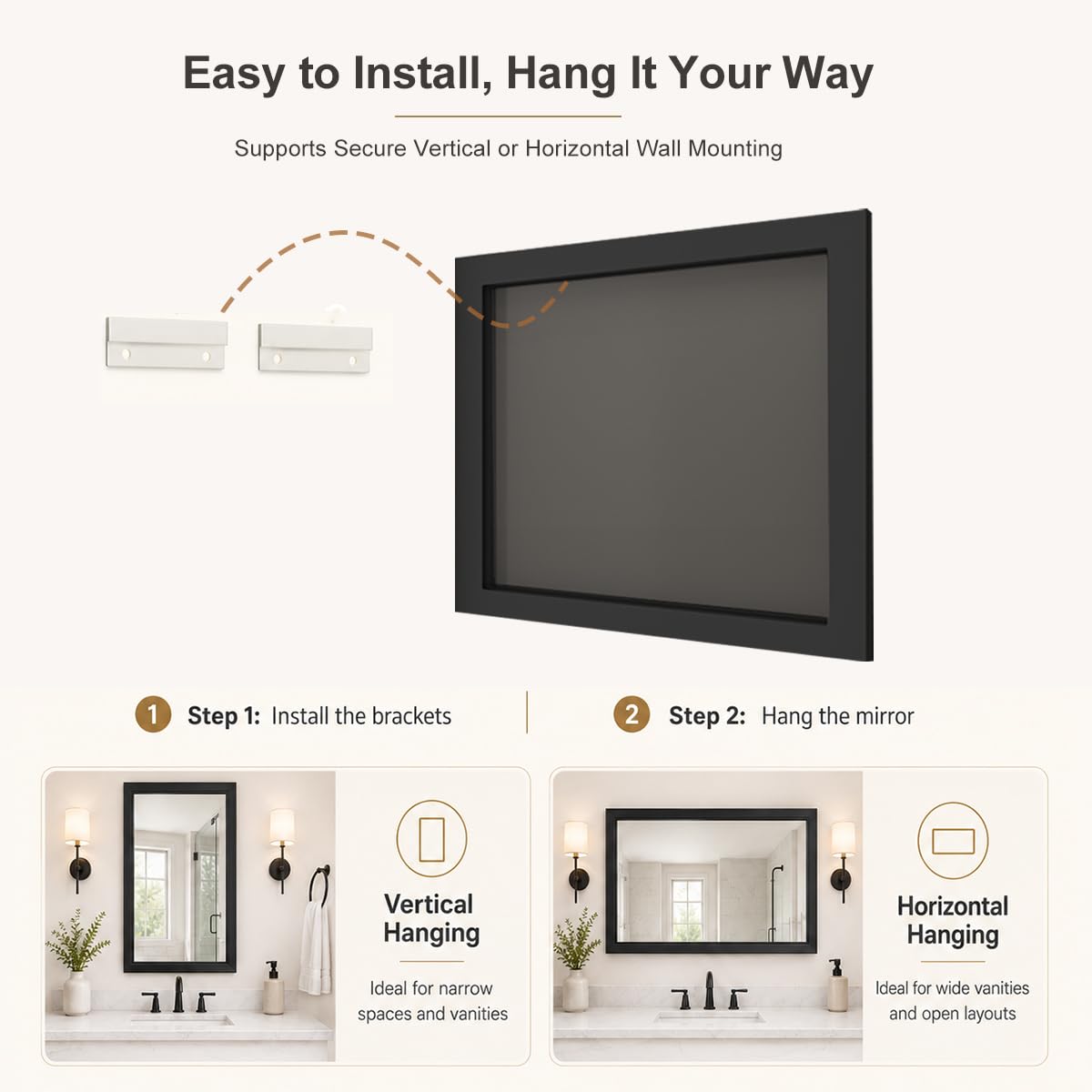 Aoibox LAB9KNG8 Framed-Bath-Mirrors - View #5