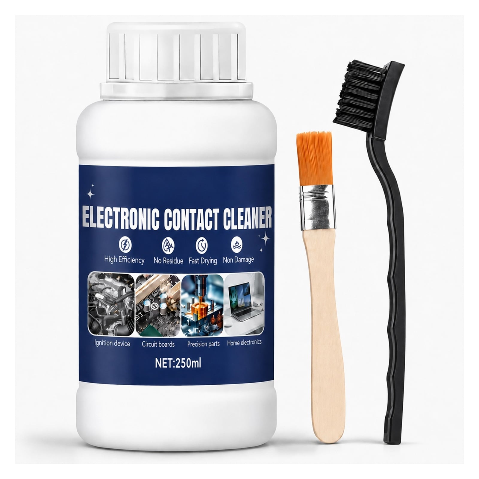 LAIFUCAM  250 ML Electronic Contact Cleaner Electrical Cleaner with 2 Cleaning Brushs No Damaging Suitable for Cleaning Circuit Boards Appliance