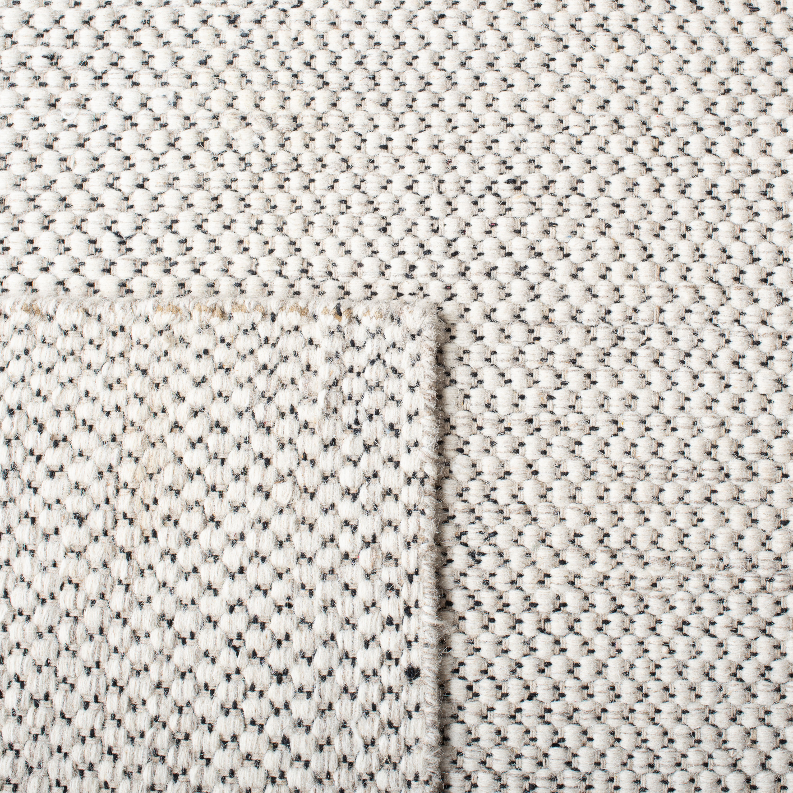 Ivory Flat Woven Wool 8' x 10' Handmade Area Rug
