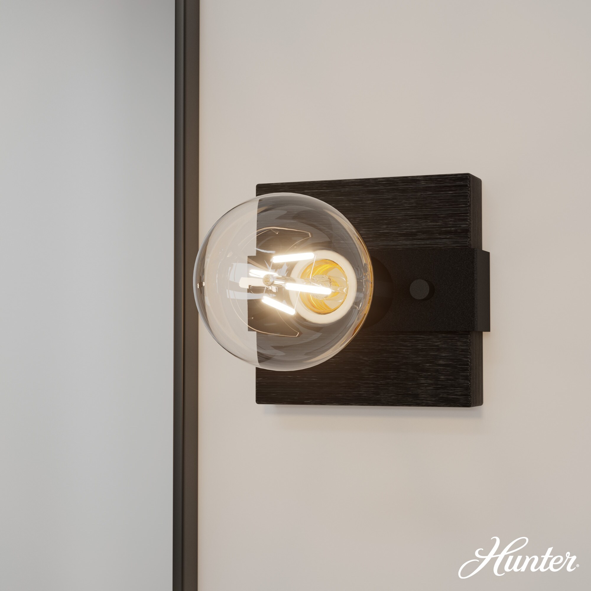 Natural Black Iron and Dark Ash Wall Sconce Light Fixture