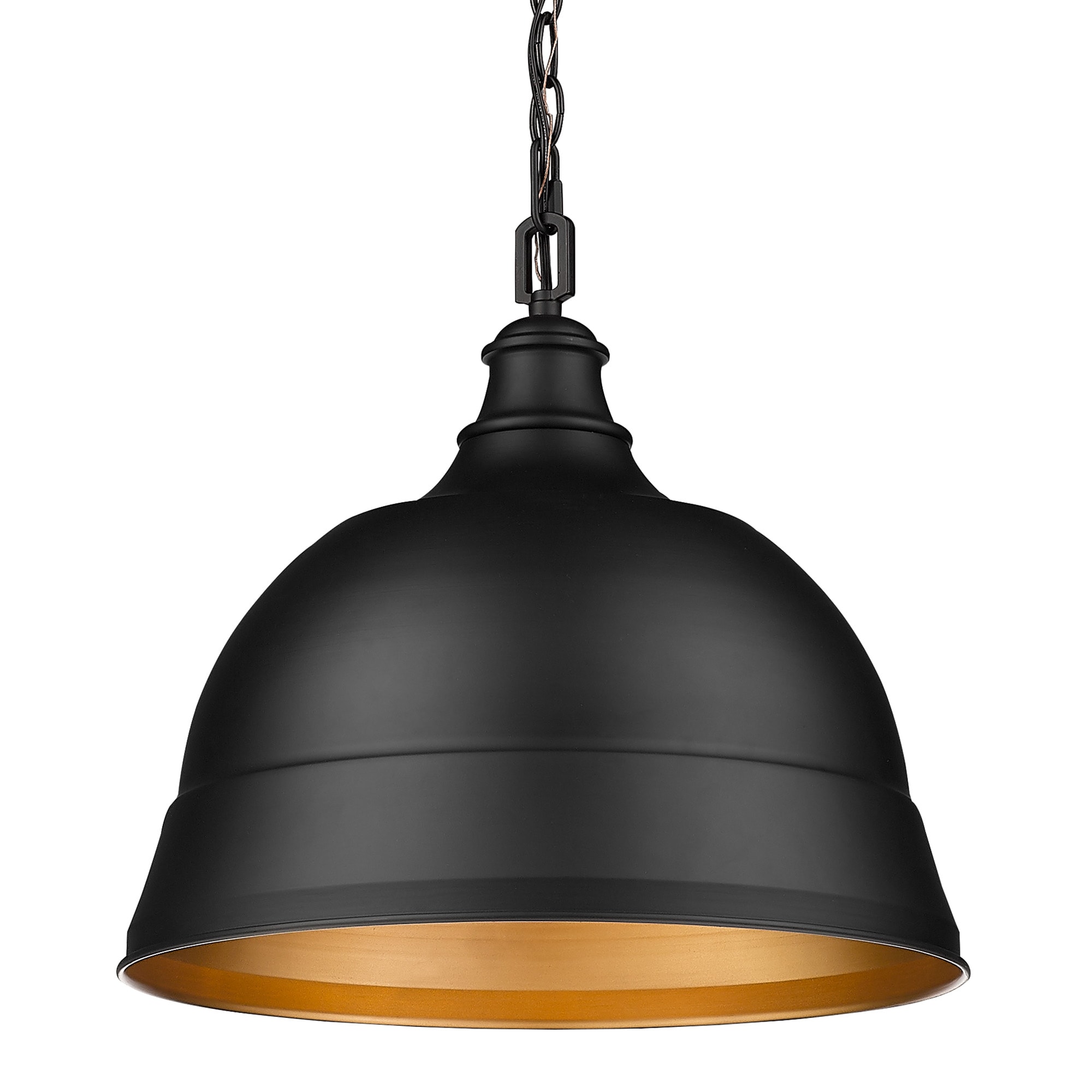 Golden Lighting 7313-L BLK Rebel 2 -Light Matte Black Transitional Dome Medium Hanging Pendant light