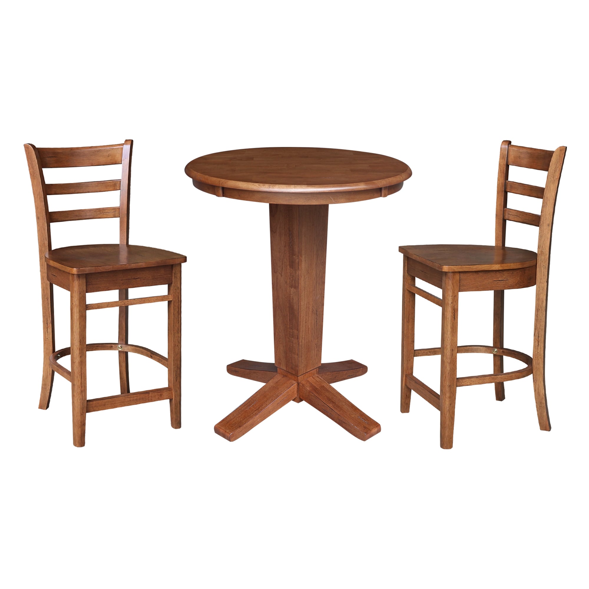 International Concepts K42-30RT-23B-S6172-2 Distressed Oak Traditional Dining Room Set with Round Table ( Seats 4 )