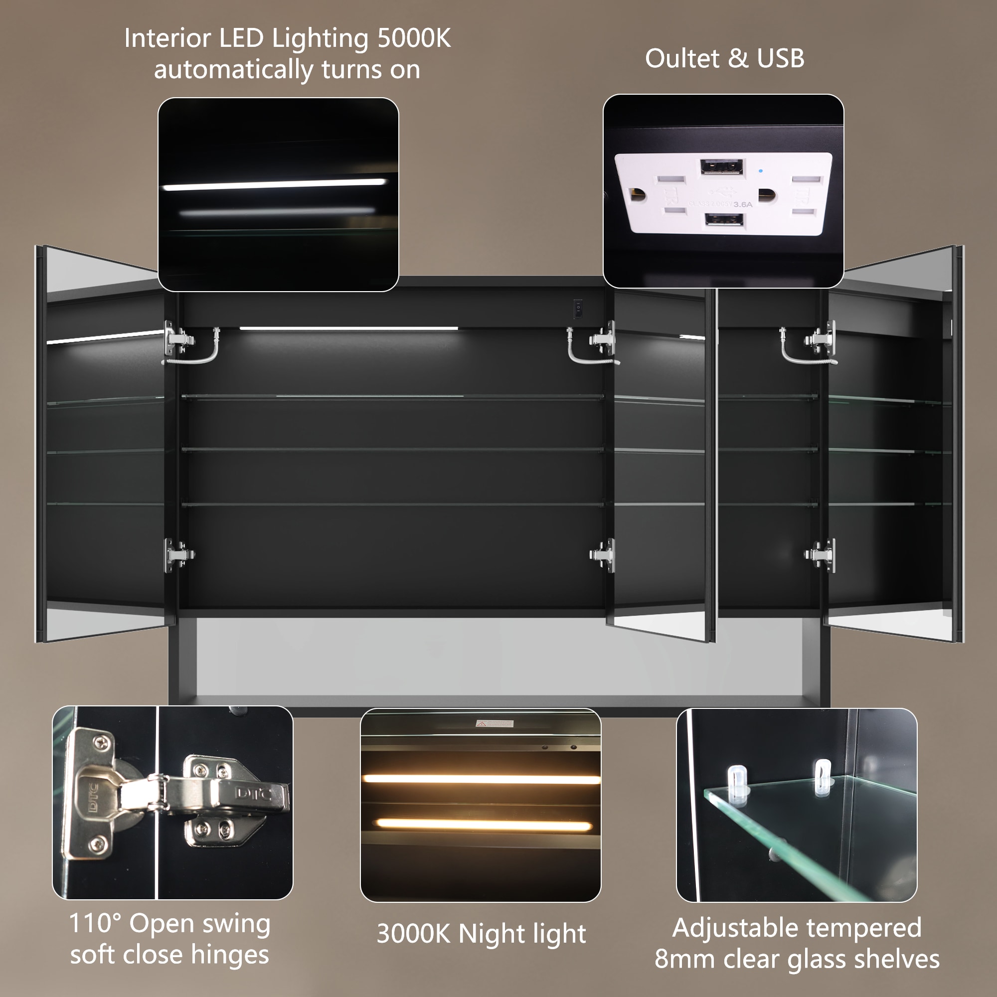 Forclover JSEX4832VFB Bathroom-Medicine-Cabinets - View #3