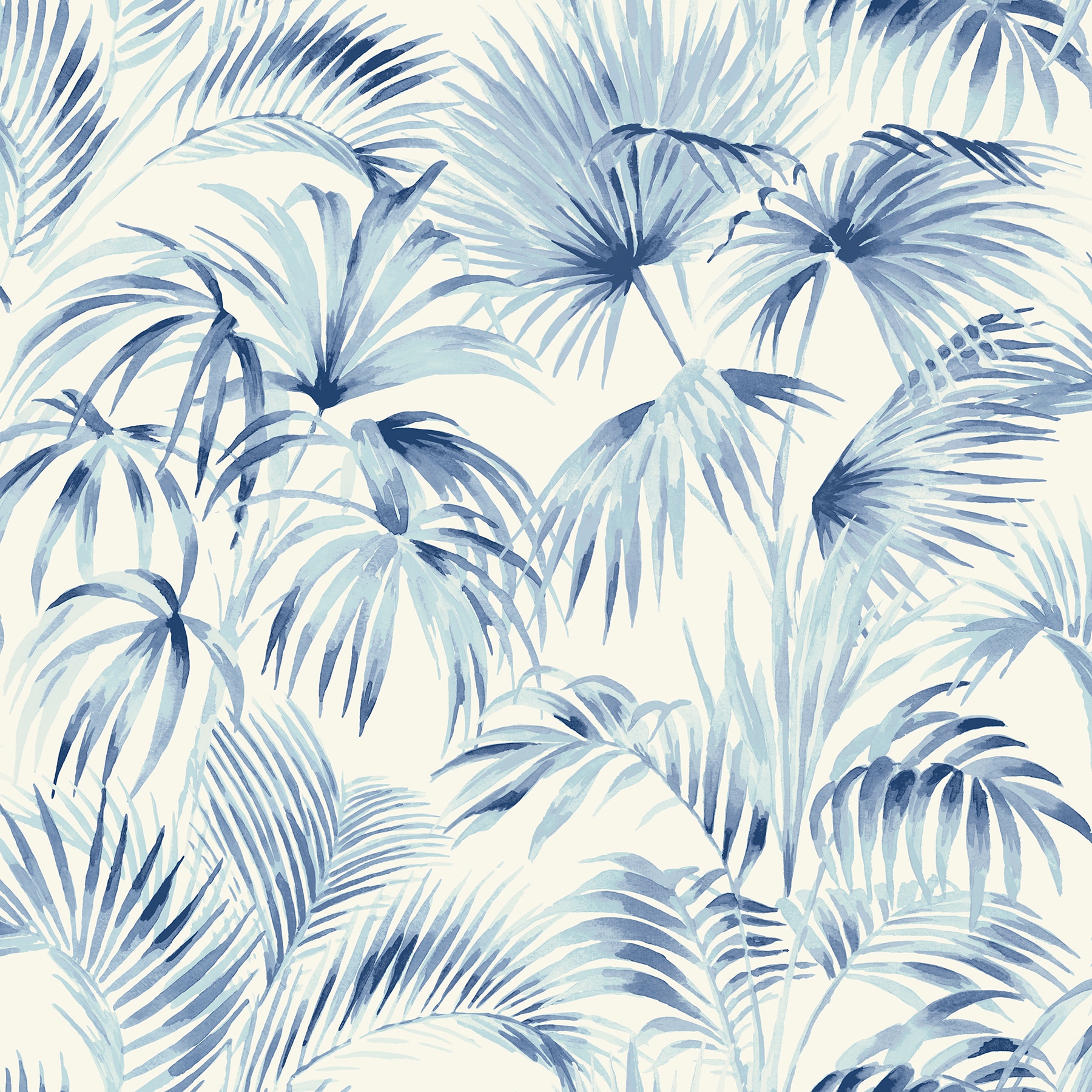 Manaus Blue Palm Frond Tropical Prepasted Wallpaper